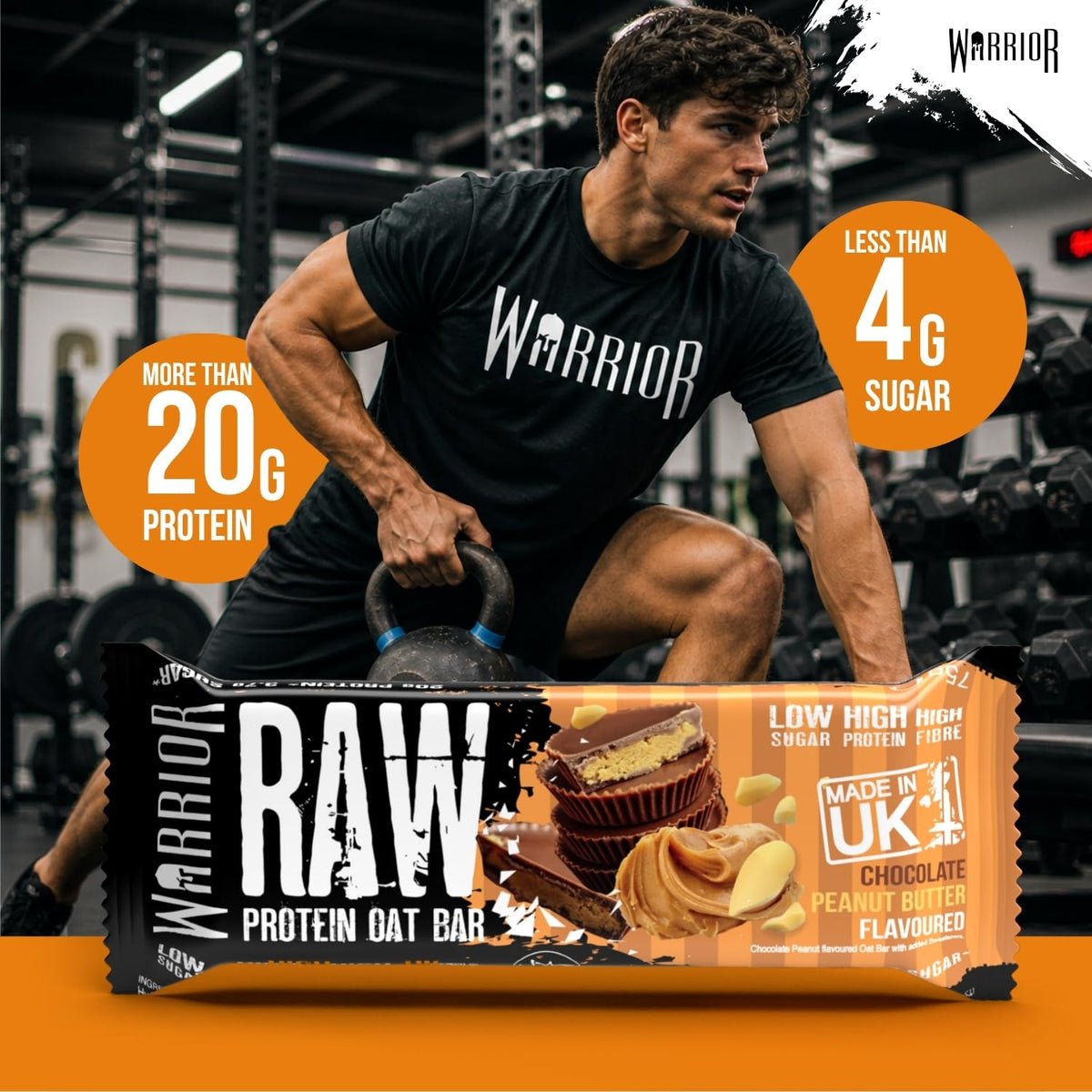 Warrior RAW Protein Bars 12 x 75g High Protein Oat Flapjack Snack