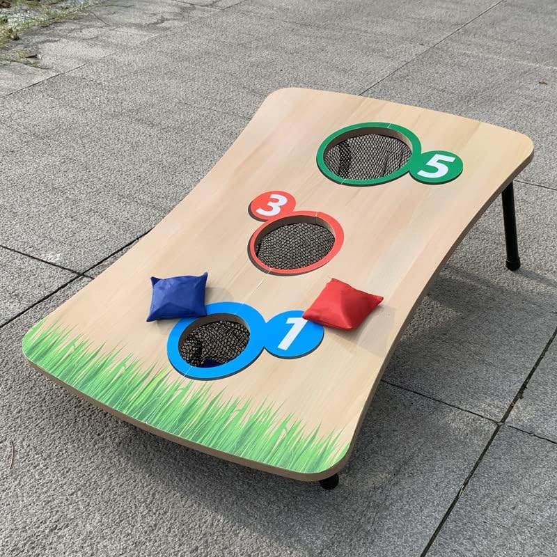 Unibos Bean Bag Toss Game for Kids – Wooden Cornhole Set with 6 Bean Bags – Indoor & Outdoor Garden Party Game – Foldable Carnival Throwing Game for Birthday Parties, Family Fun & BBQs