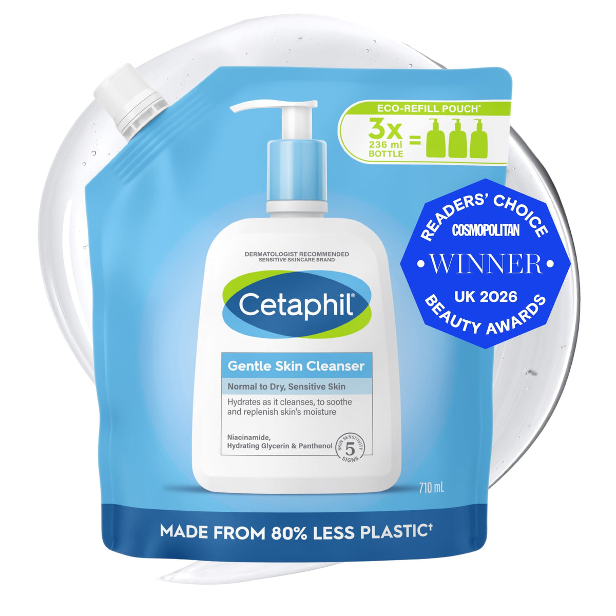 Cetaphil Gentle Skin Cleanser, 473ml, Face & Body Wash, For Normal To Dry Sensitive Skin, With Niacinamide & Glycerin, Soap Free, Packaging May Vary