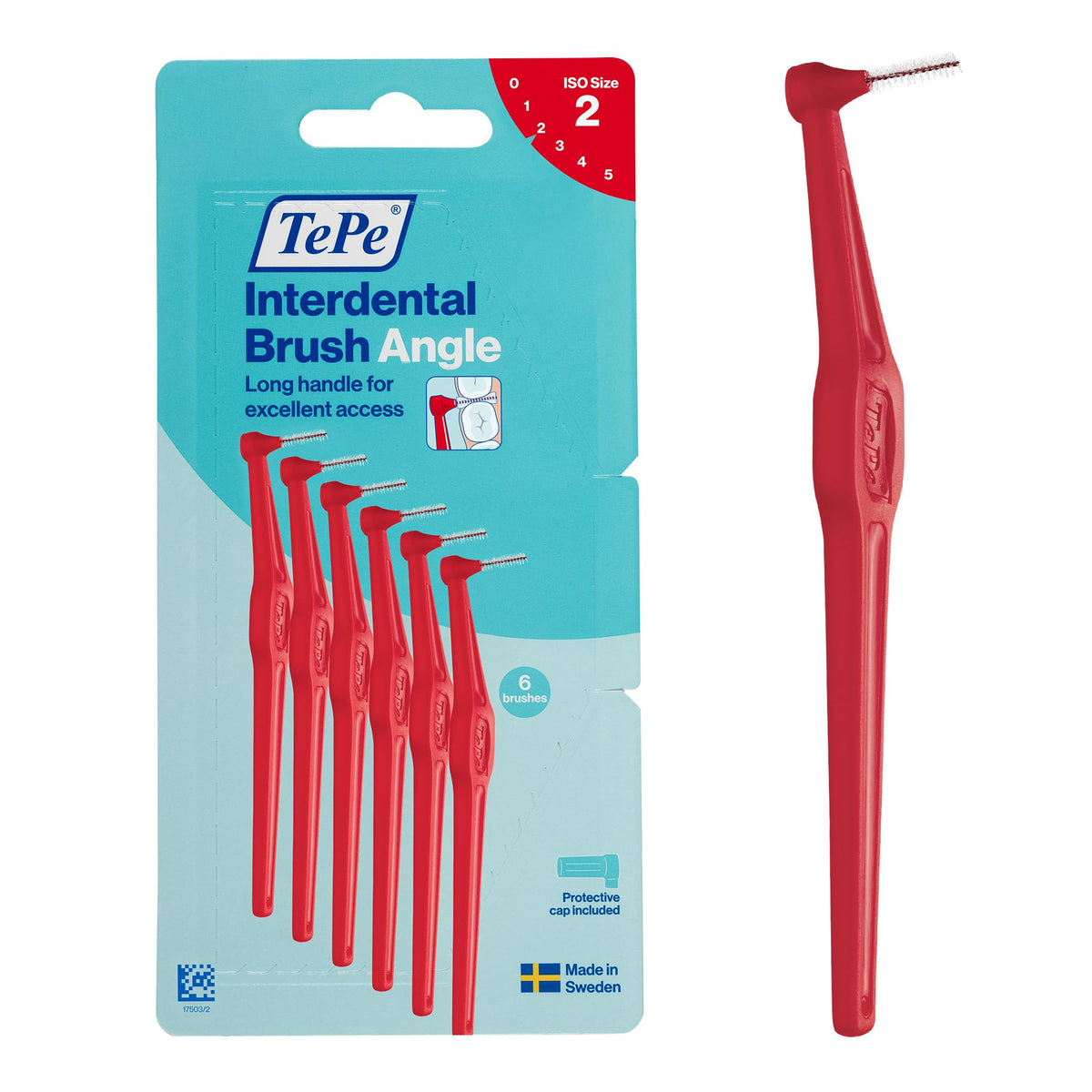 TePe Interdental Brush Angle, Pink, 0.4mm/ISO 0, 6pcs, Carton Pack