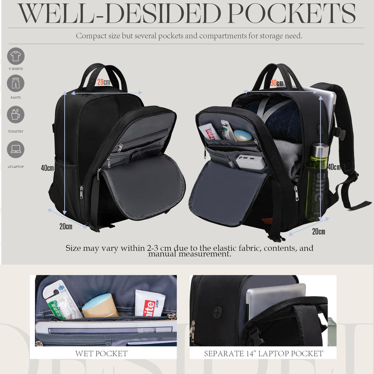 For Ryanair Cabin Bags 40x30x20 Underseat Travel Carry-on School Backpack