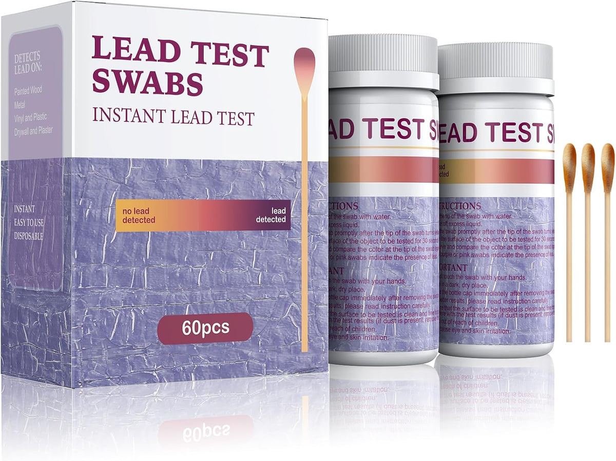 Pawfly 60 Pcs Lead Test Kit for Dishes (Dip in Water to Use) Instant Lead Test Swabs with Results in 30 Seconds Rapid Home Lead Testing Kit for Ceramics Metal Toy Jewelry & Wood
