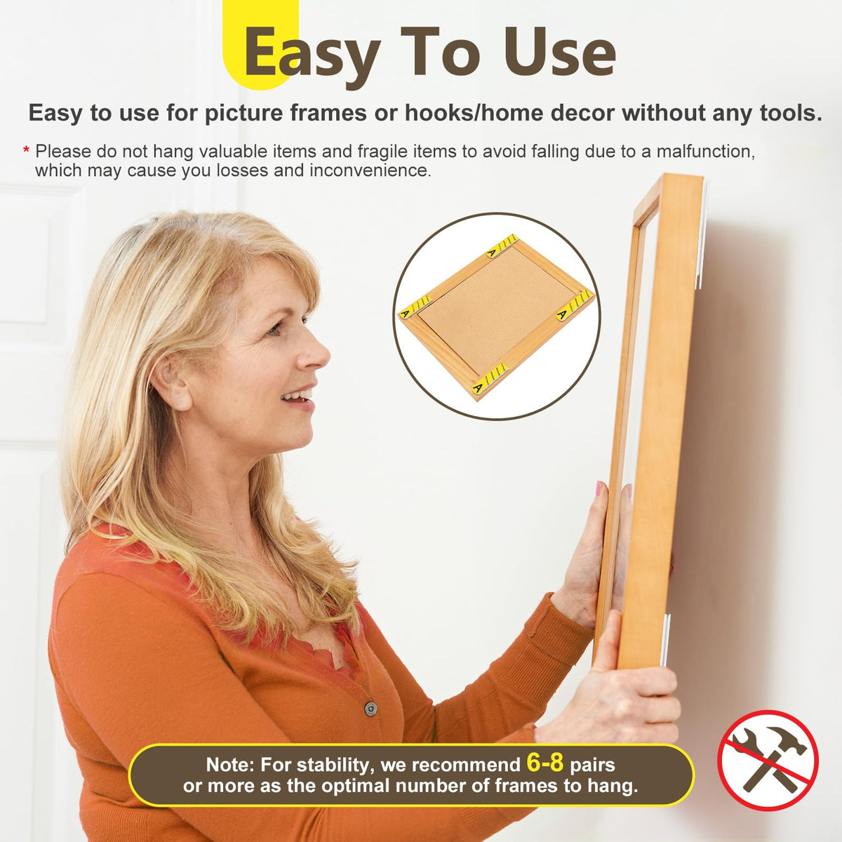 Summerbrite Picture Hanging Strips Heavy Duty 20 Pairs(40 Strips,XL),Damage Free Hanging Adhesive Strips,Mounting Tapes Removable,No Nails for Picture Photo Frames Hanger
