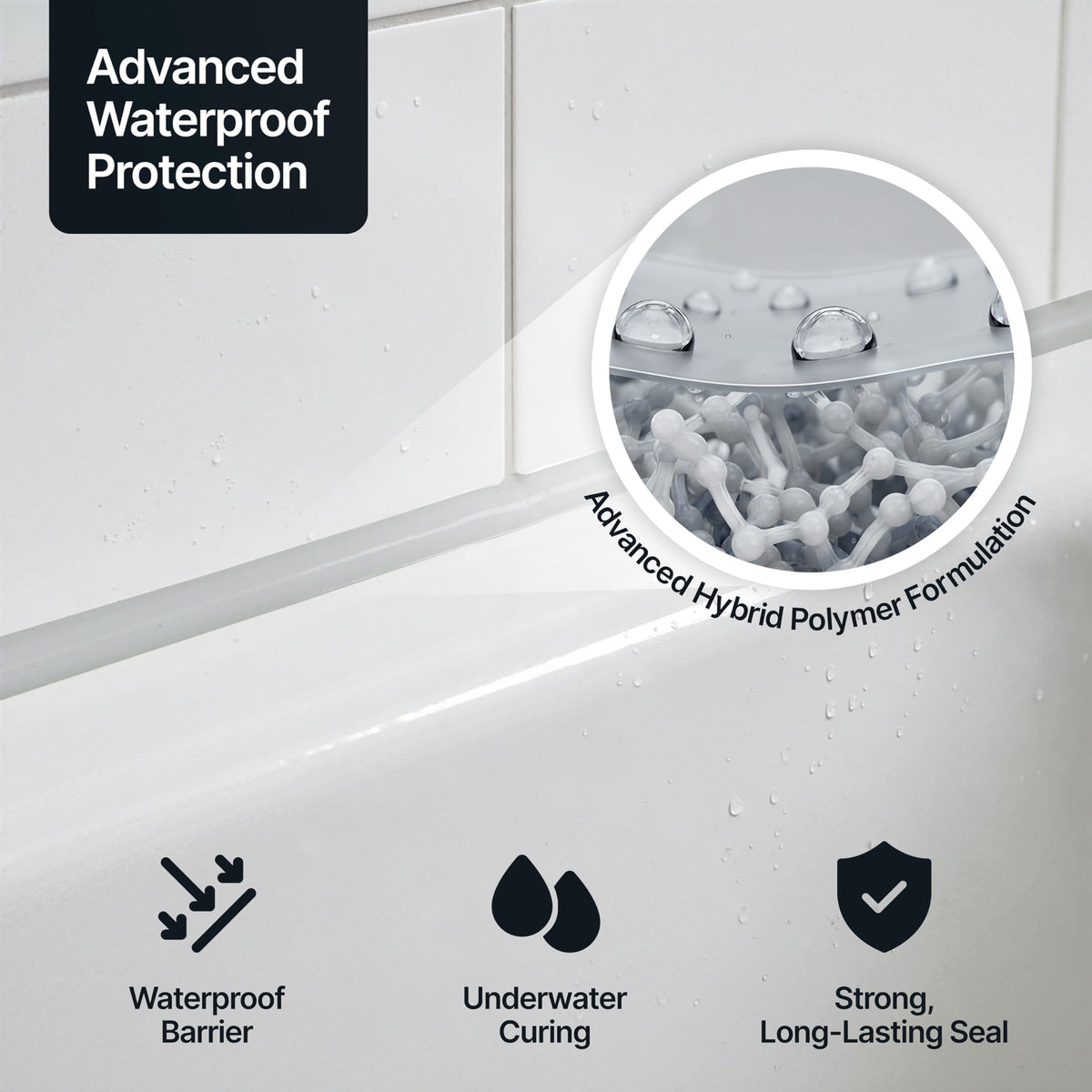 Hemway Kitchen & Bathroom Crystal Clear Sealant & Adhesive 300ml 3 Pack