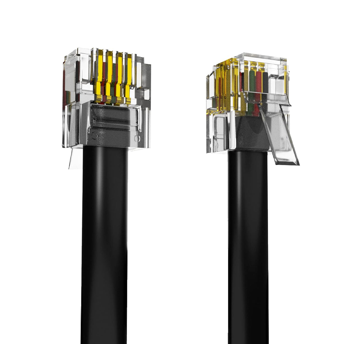 ASNQ High Speed Broadband RJ11 to RJ11 Cable for Landline Telephone, Router, Modem - 3m with OFC Wires and PVC Cover - Internet DSL Cable - Flat, Black