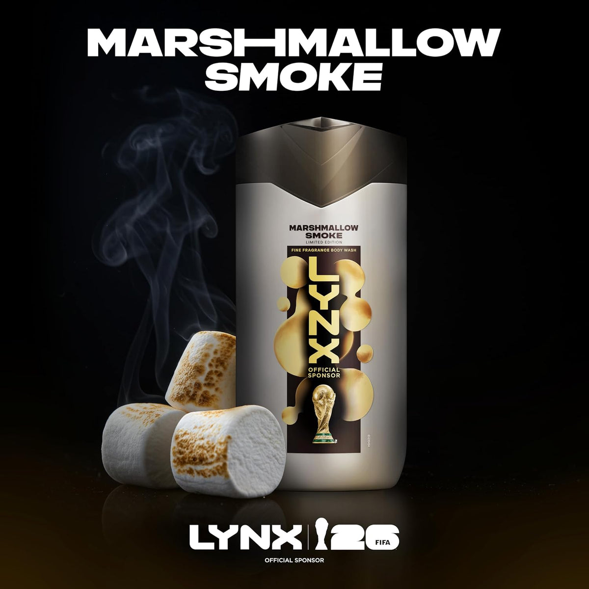 Lynx Fine Fragrance Marshmallow Smoke Premium Body Wash Shower Gel 6x 400ml