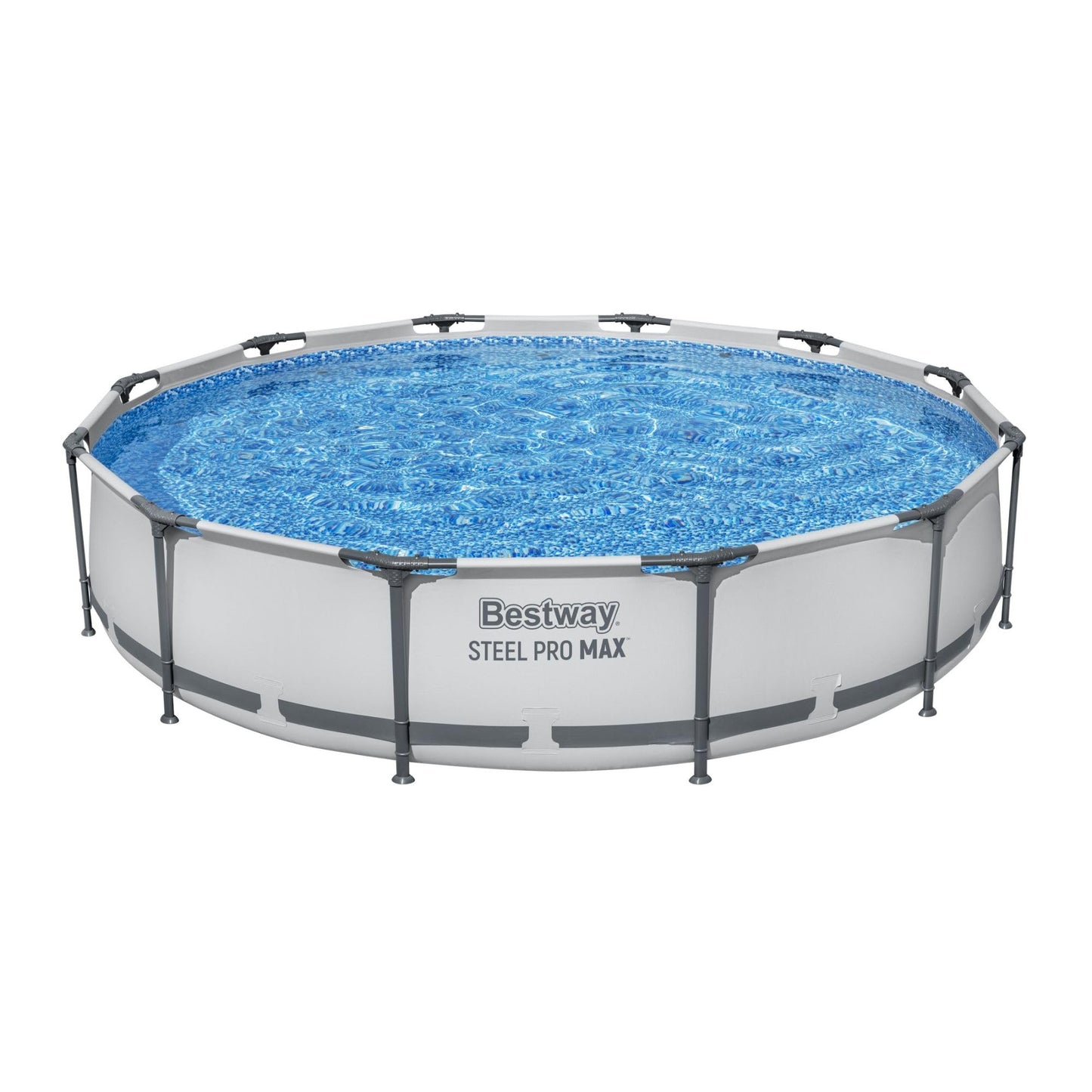 Bestway MAX Steel Pro Round Frame Swimming Pool with Filter Pump, Grey, 10 ft, Multicolour