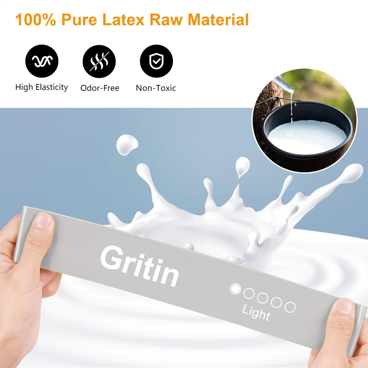 Gritin Resistance Bands, Set of 5 Skin-Friendly Resistance Exercise Band