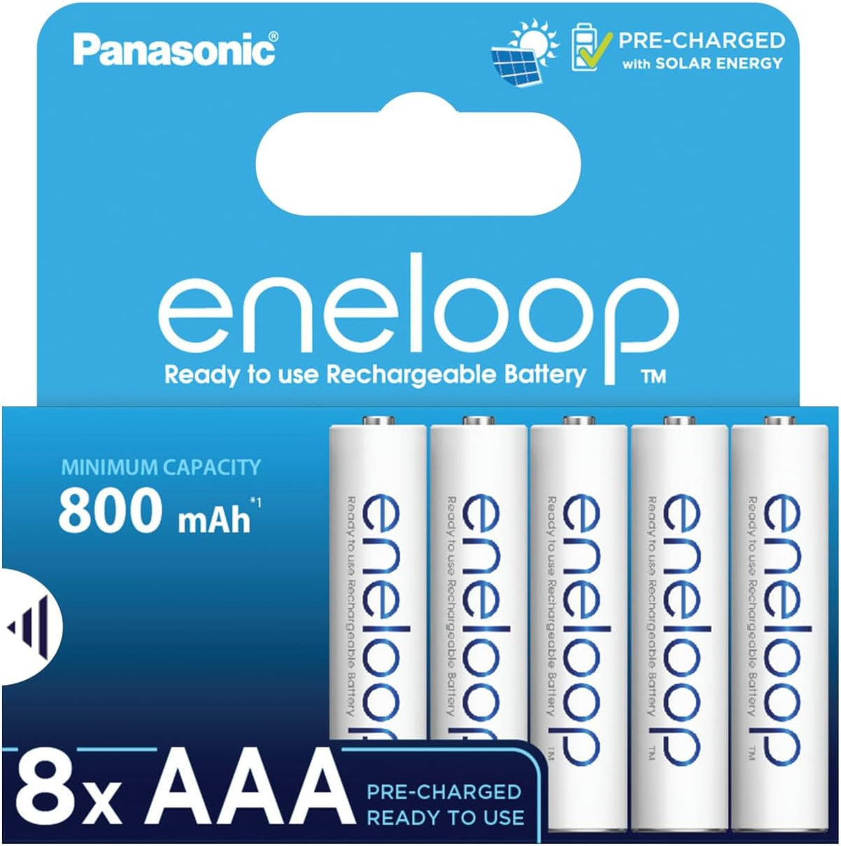 eneloop Rechargeable AAA Batteries (8 Pack) 800 mAh NiMH