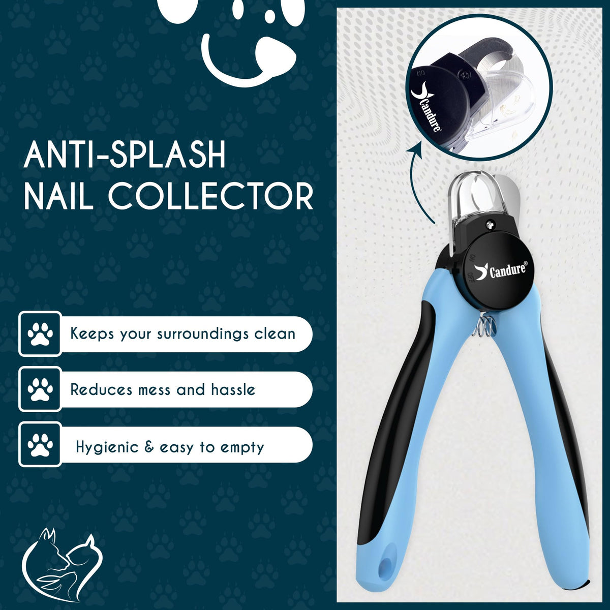 Candure Dog Nail Clippers for Large, Medium and Small Breed Professional Pet Nail Clipper Suitable for Cats, Rabbits and Guinea Pigs with Safety Lock (All Size Pets, Dark Blue)