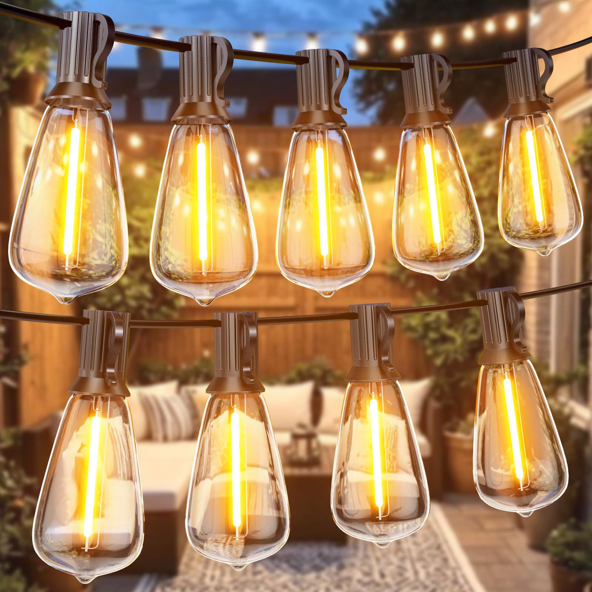 GPATIO Garden Lights, 30FT/9M LED Festoon Lights with 16 Shatterproof Bulbs