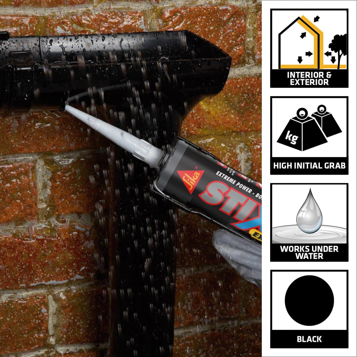 Sika Stixall Extreme Power Sealant And Adhesive, Black, 290ml