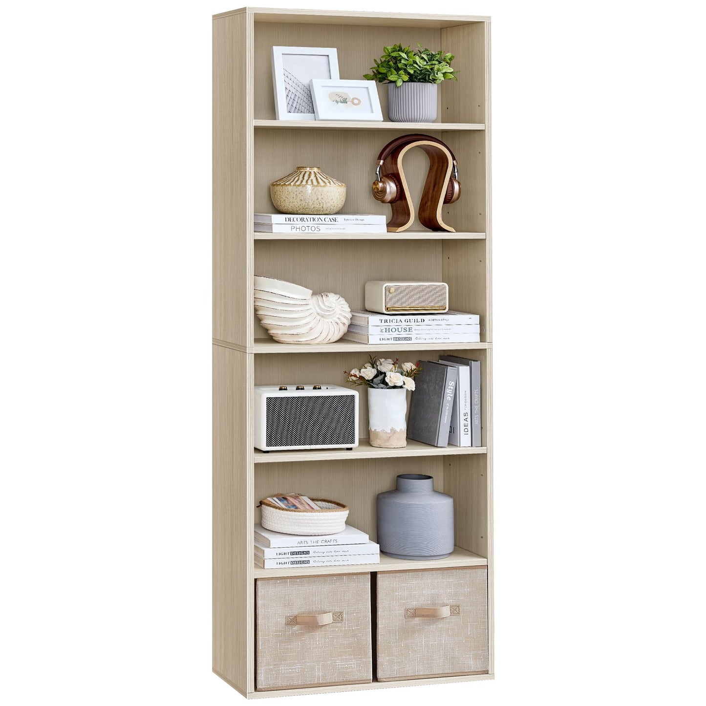 VASAGLE Bookcase, 6-Tier Bookshelf, Open Storage Shelf, Shelving Unit, 24 x 60 x 178.5 cm, for Living Room, Home Office, Dinning Room, Cloud White LBC169T14