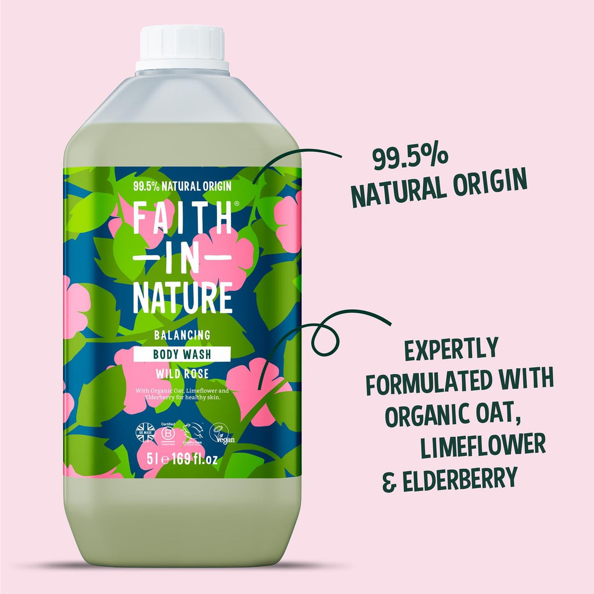 Faith In Nature Natural Fragrance Free Body Wash, Sensitive, Vegan and Cruelty Free, No SLS or Parabens, 400 ml