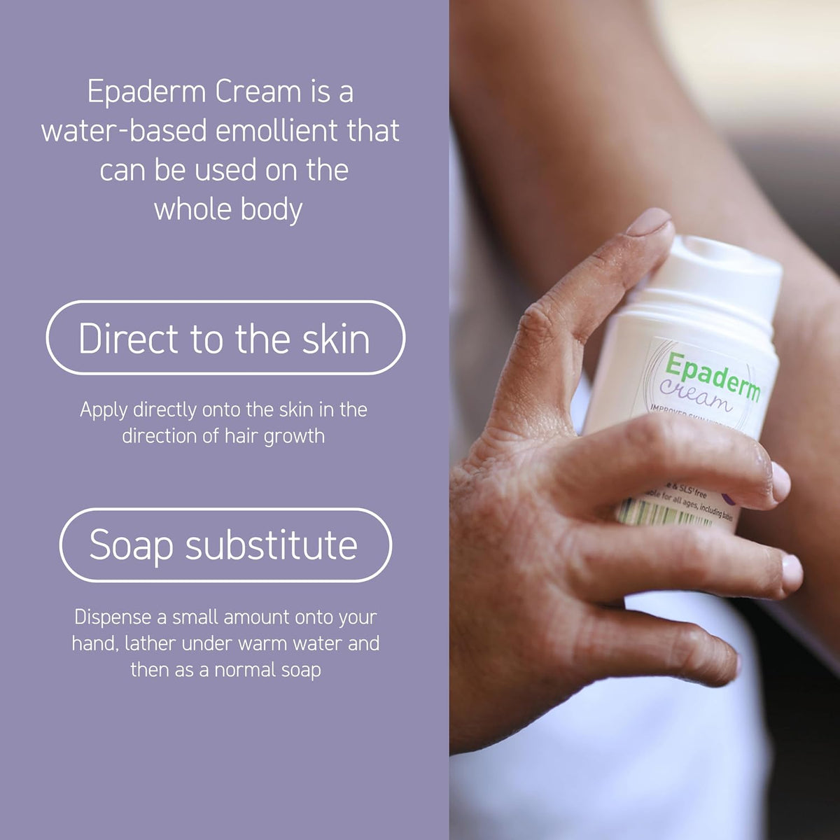 Epaderm Moisturising Cream for Dry Skin, including Eczema and Psoriasis, 500g Pump