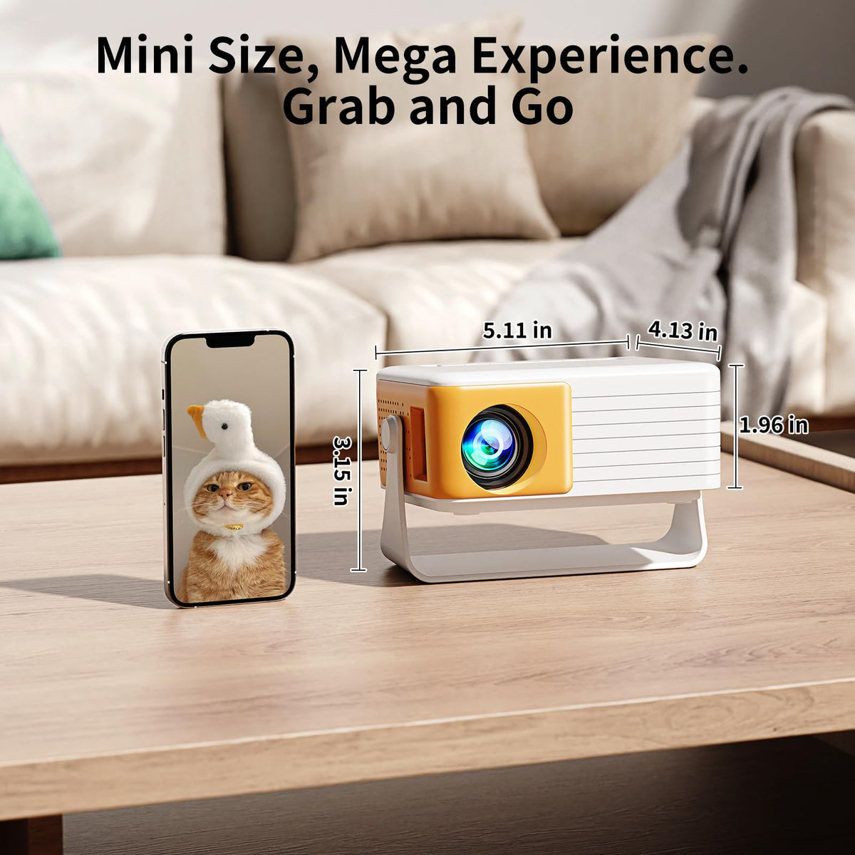 Yoton Y3 Mini Projector, 317g Ultra-Portable, 360° Rotating, Auto Keystone