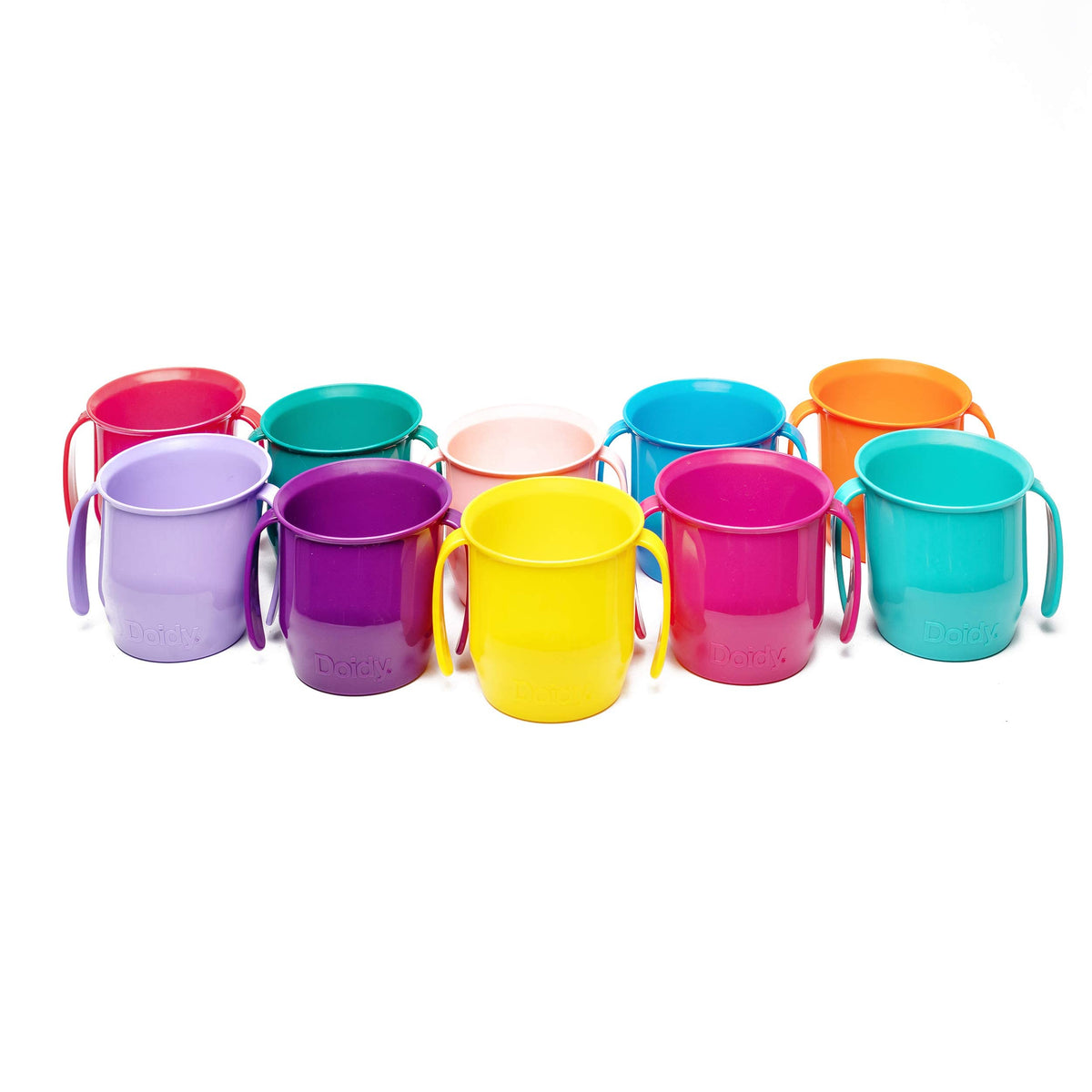 Doidy Cup, Open Cup for Training Baby 6 Months-3 Years, 200ml, Slanted Weaning Cup with Handles for Learning to Drink, BPA Free, 2 Pack (Orange)