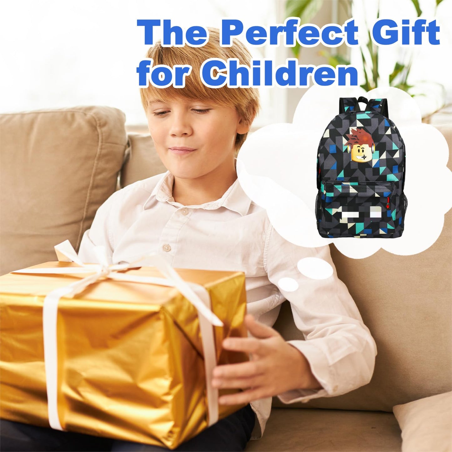 yumcute De-mn Backpack Kids, Teen Game School Bags, Children Primary Schoolbag, Children's School Backpack, 17 Inch Large Capacity Travel Rucksack Waterproof Boys Girls Book Bags for Aged 3-12 Years