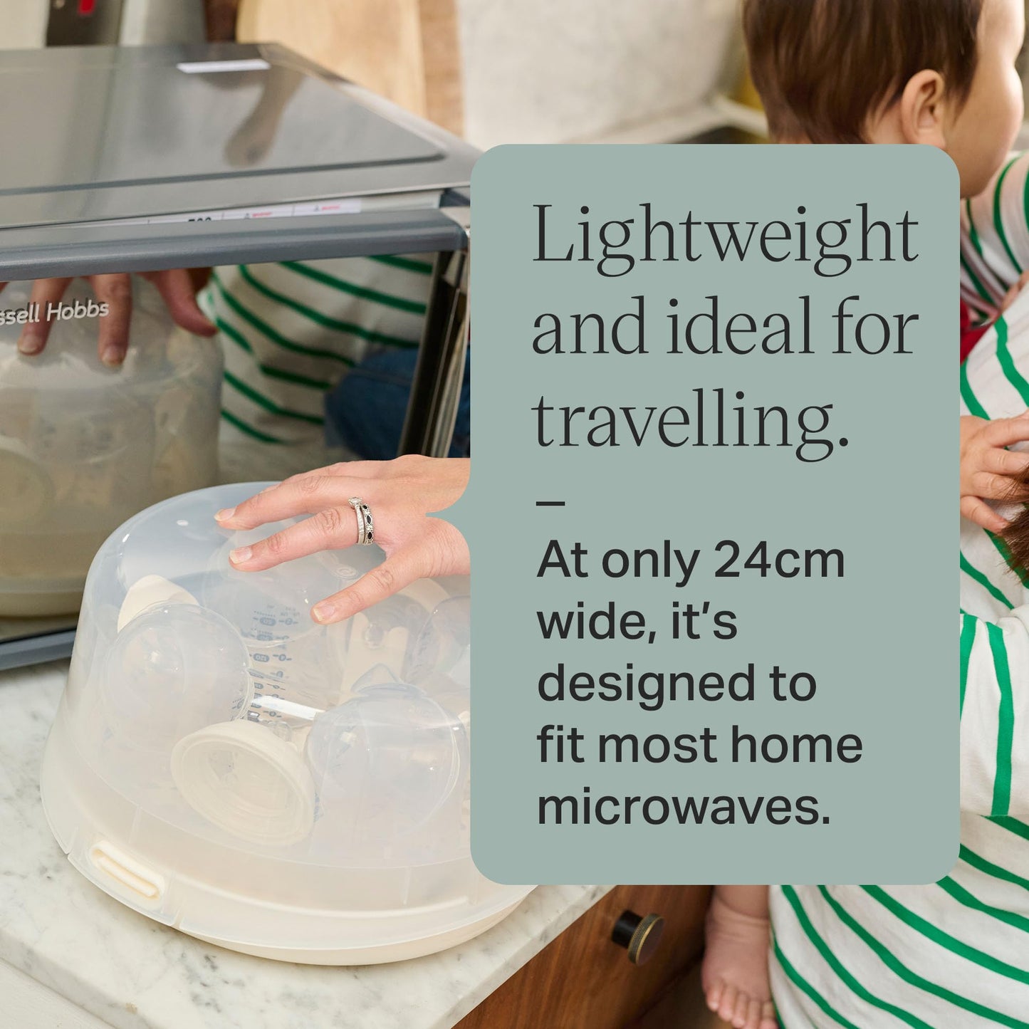 Tommee Tippee Microwave Steam Steriliser for Baby Bottles, Soothers, Breast Pumps and Feeding Accessories, Kills Viruses and 99.9% of Harmful Bacteria, 4-Minute Sterilisation Cycle