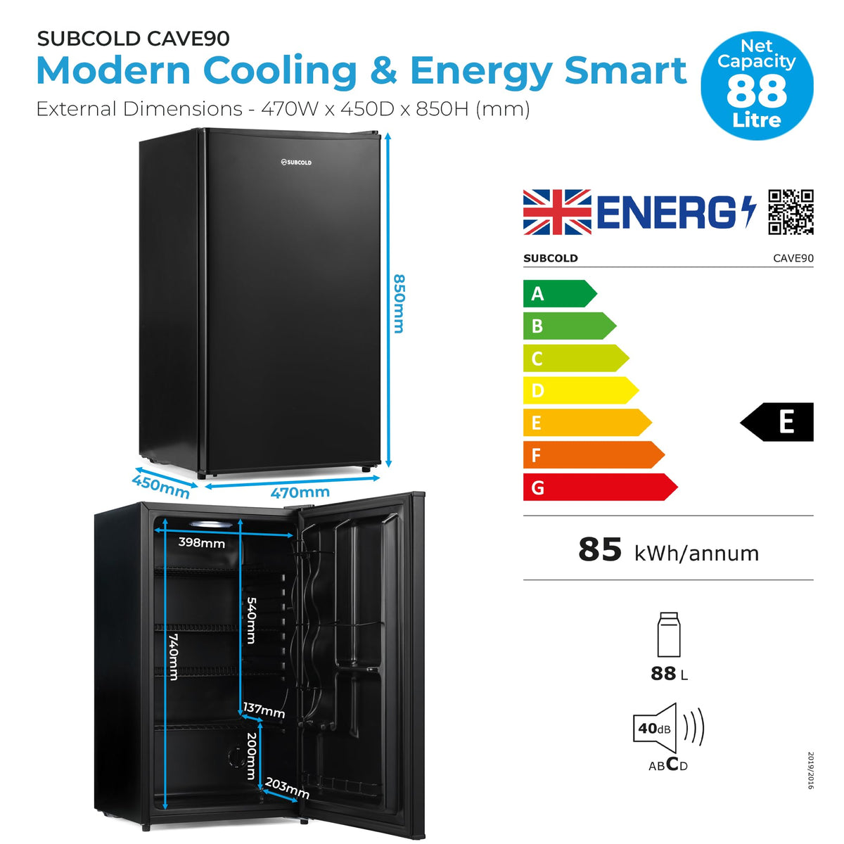 Subcold Cave35 Beer Fridge | 35L | 0-8°C | LED | Stainless Steel Door