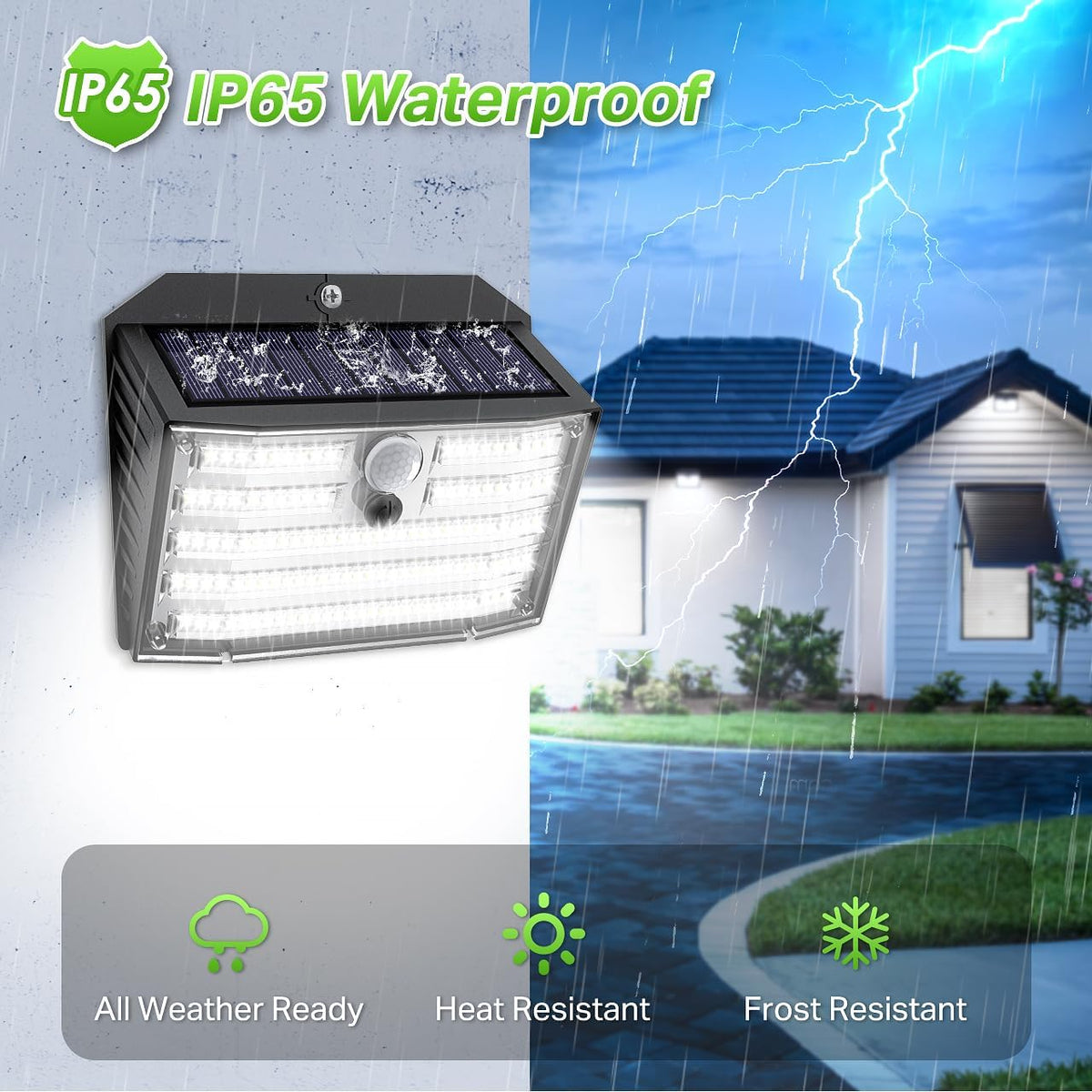 CLAONER Solar Lights Outdoor, Super Bright 126LED Solar Security Lights PIR Motion Sensor with 3 Lighting Modes, 270° Lighting Angle, Wireless IP65 Waterproof Wall Lights for Outside (6 Pack)