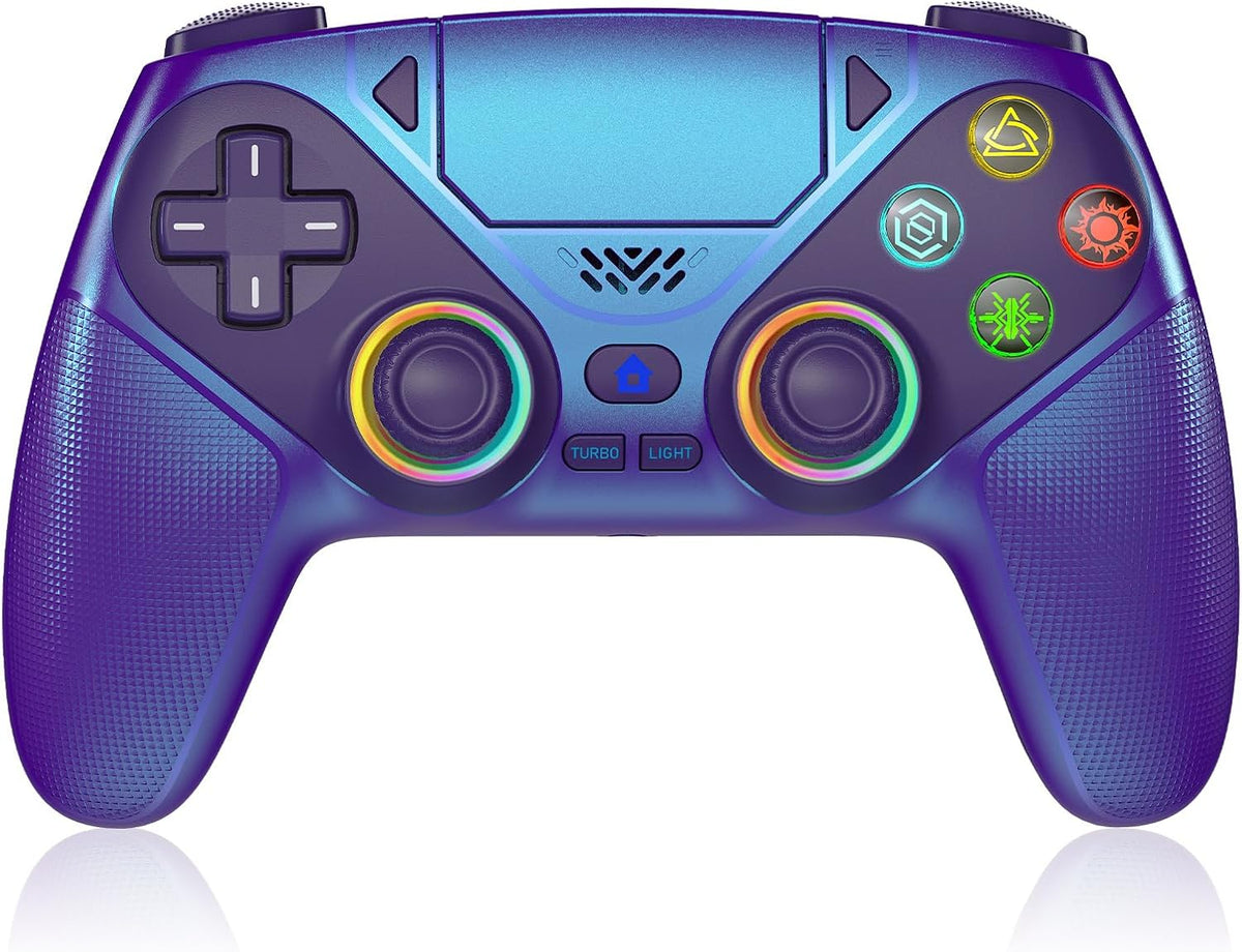 Dinosoo RGB Wireless Controller for PS5/Pro/Slim/PC, with Back Paddles, Touchpad, Dual Vibration, 6-Axis Gyro, Macro, Turbo, Speaker & 3.5mm Audio