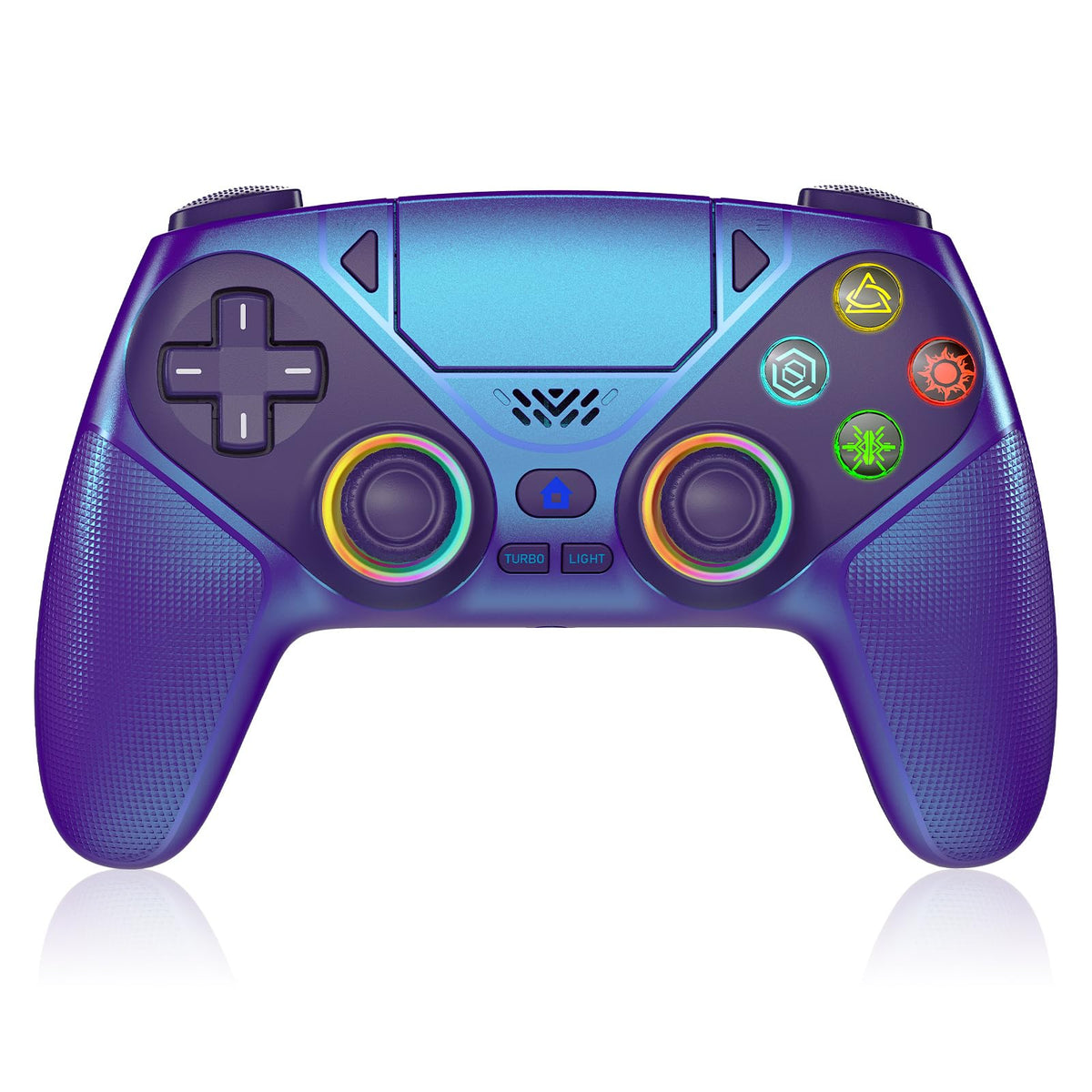 Dinosoo RGB Wireless Controller for PS5/Pro/Slim/PC, with Back Paddles, Touchpad, Dual Vibration, 6-Axis Gyro, Macro, Turbo, Speaker & 3.5mm Audio