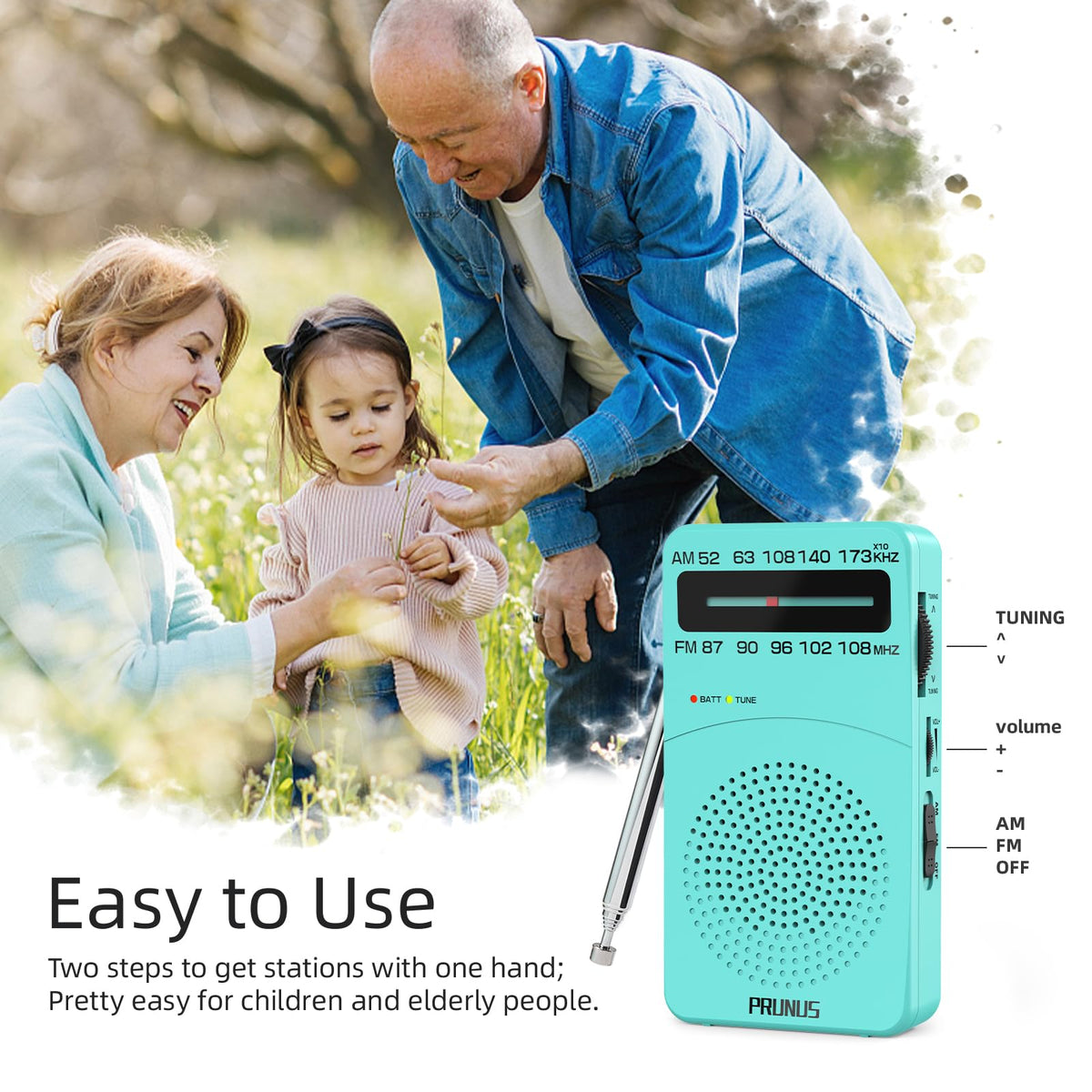 PRUNUS J-166 Portable Radio AM FM, Battery Operated Radio,Weather Radios