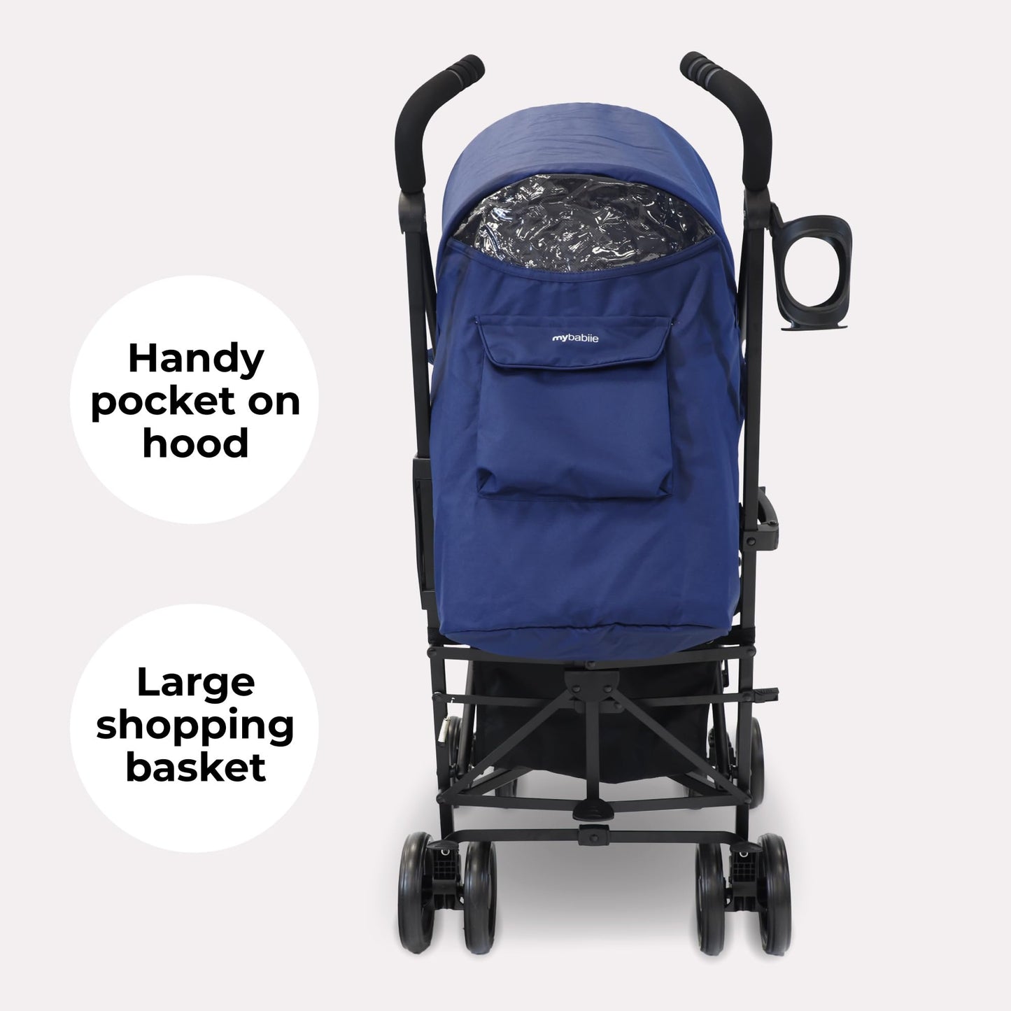 My Babiie MB02 Plus Stroller - from Birth to 4 Years (22kg), Lightweight & Compact Umbrella Fold, Travel Buggy for Toddlers, Pushchair Includes Cup Holder and Rain Cover - Pink & Grey