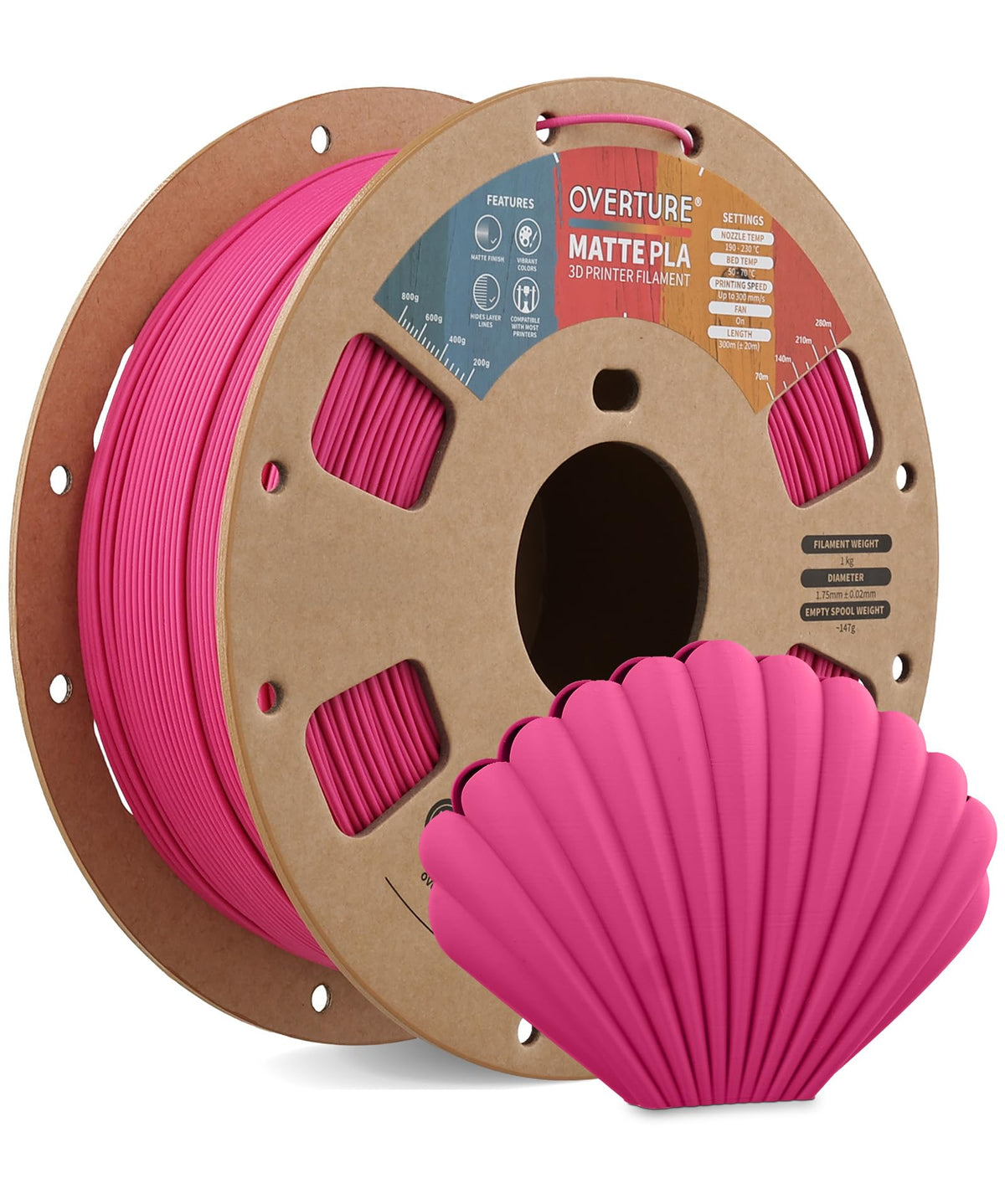 OVERTURE Matte PLA 3D Printer Filament 1.75mm, 1kg Light Brown