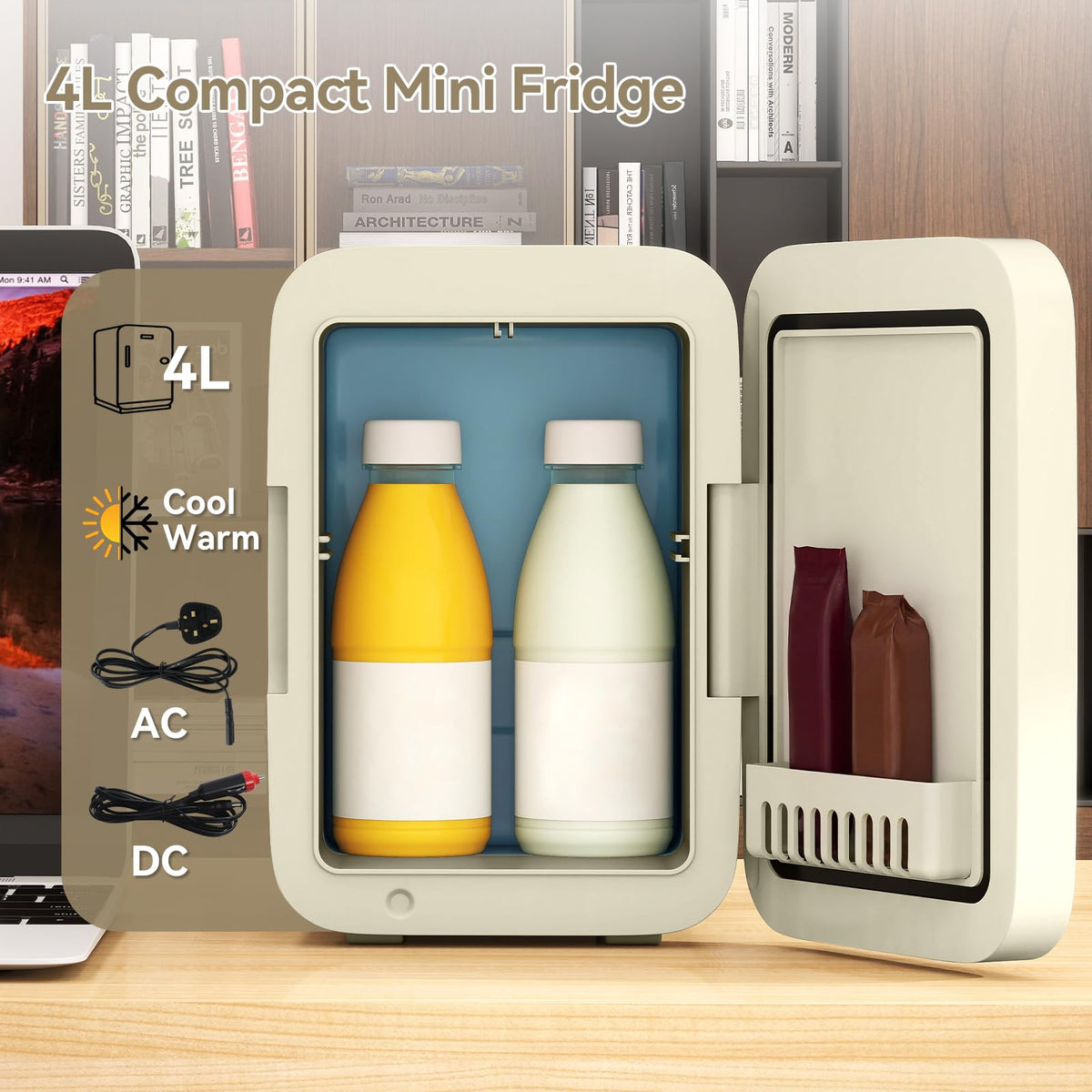 ARTETHYS Mini Fridge for Bedrooms, 10L Small Car Fridge, White
