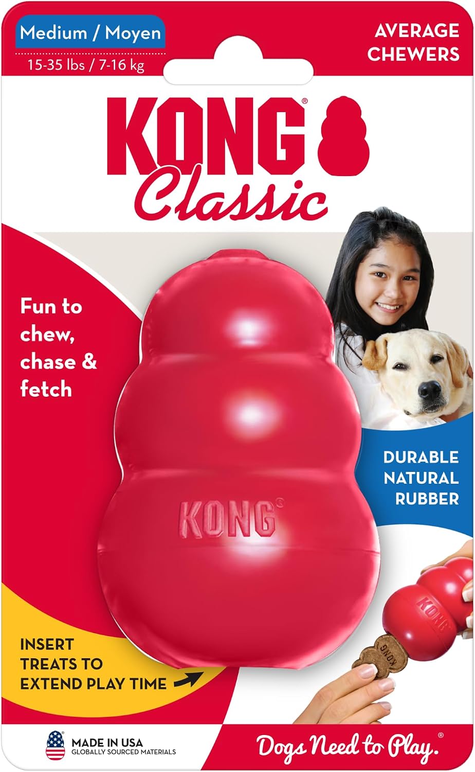 KONG Classic Stuffable Dog Toy, For Medium Dogs