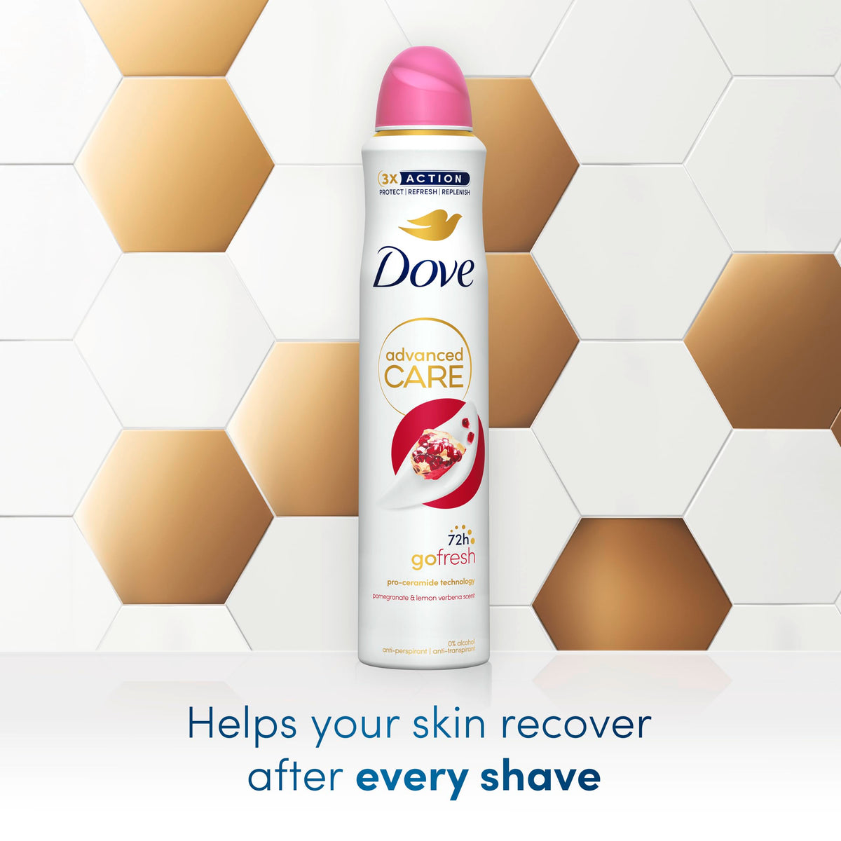 Dove Advanced Care Original Anti-perspirant Deodorant Spray with Triple Moisturising technology aerosol for 72 hours of protection 100 ml