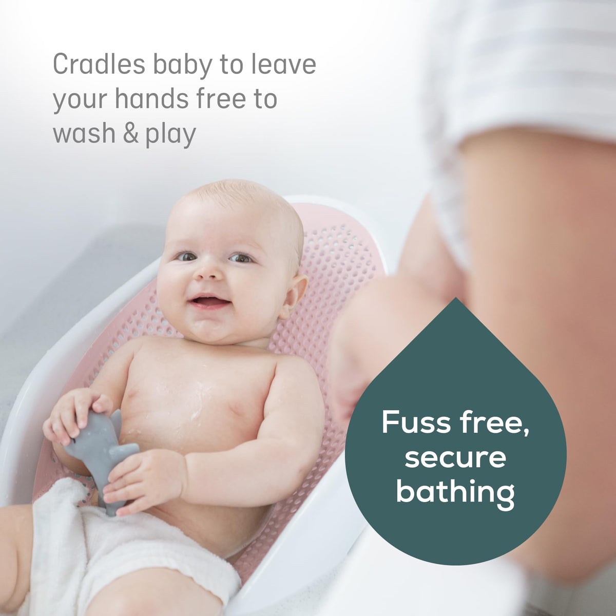 Angelcare Soft Touch Baby Bath Support -Grey- Water Level Indicator, Non-Slip, Comfortable & Safe for Newborns & Infants up to 6 Months