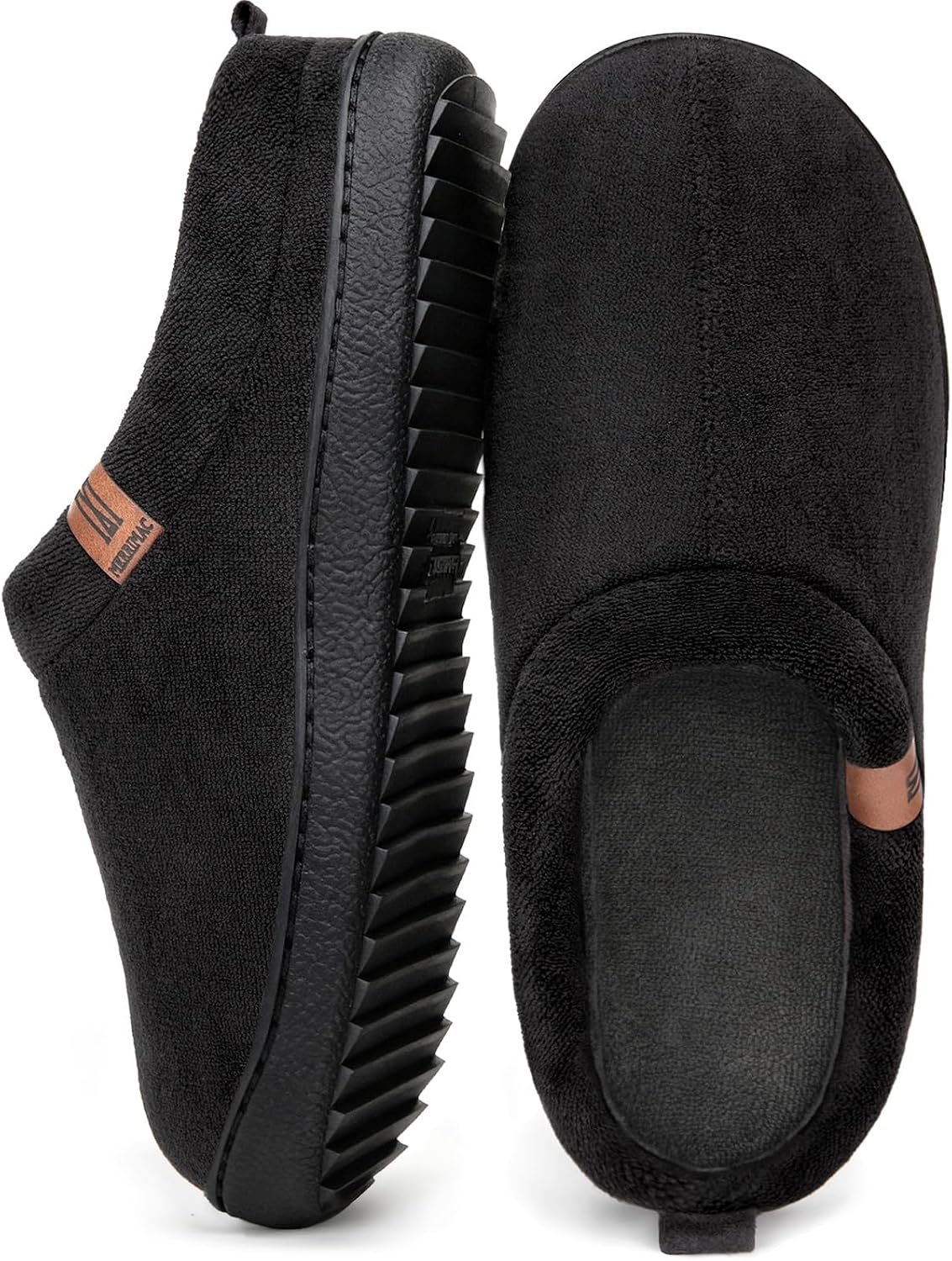 MERRIMAC Men's Slip-on Slippers Memory Foam Non-slip Indoor House Shoes