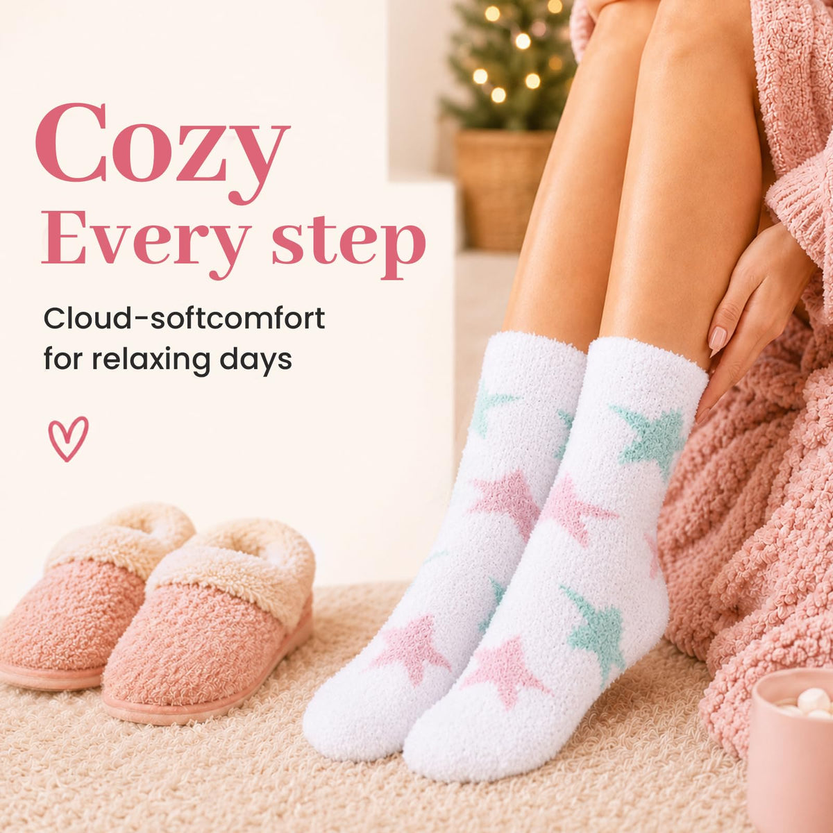 Fluffy Socks for Womens 3-8, Cosy Warm Bed Socks with Gift Box