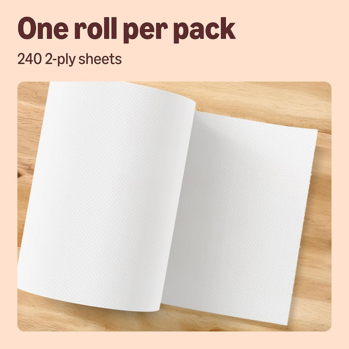 Our Essentials by Amazon Kitchen Towel Jumbo Roll 1 Pack, 2-Ply, 240 Sheets