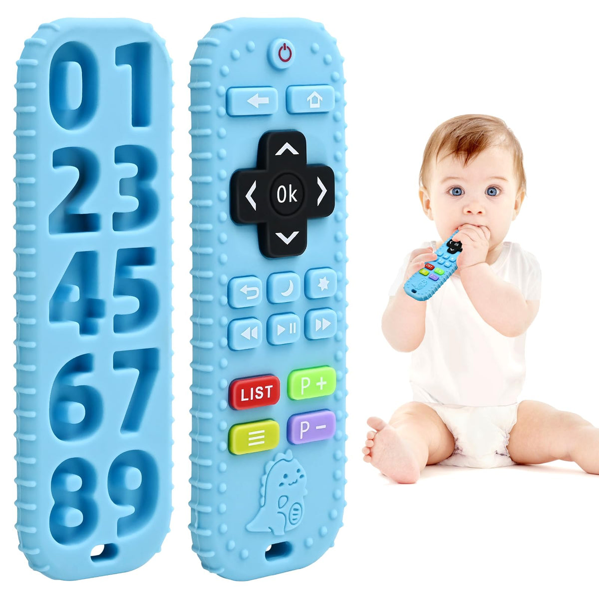 AiTuiTui Baby Teether for Teething Relief Baby Toys 0 3 6 9 12 Months, Sensory Silicone Remote Control Baby Teether Toy for Babies Newborn Infant Boy Girl Autism Toys for Baby Gifts