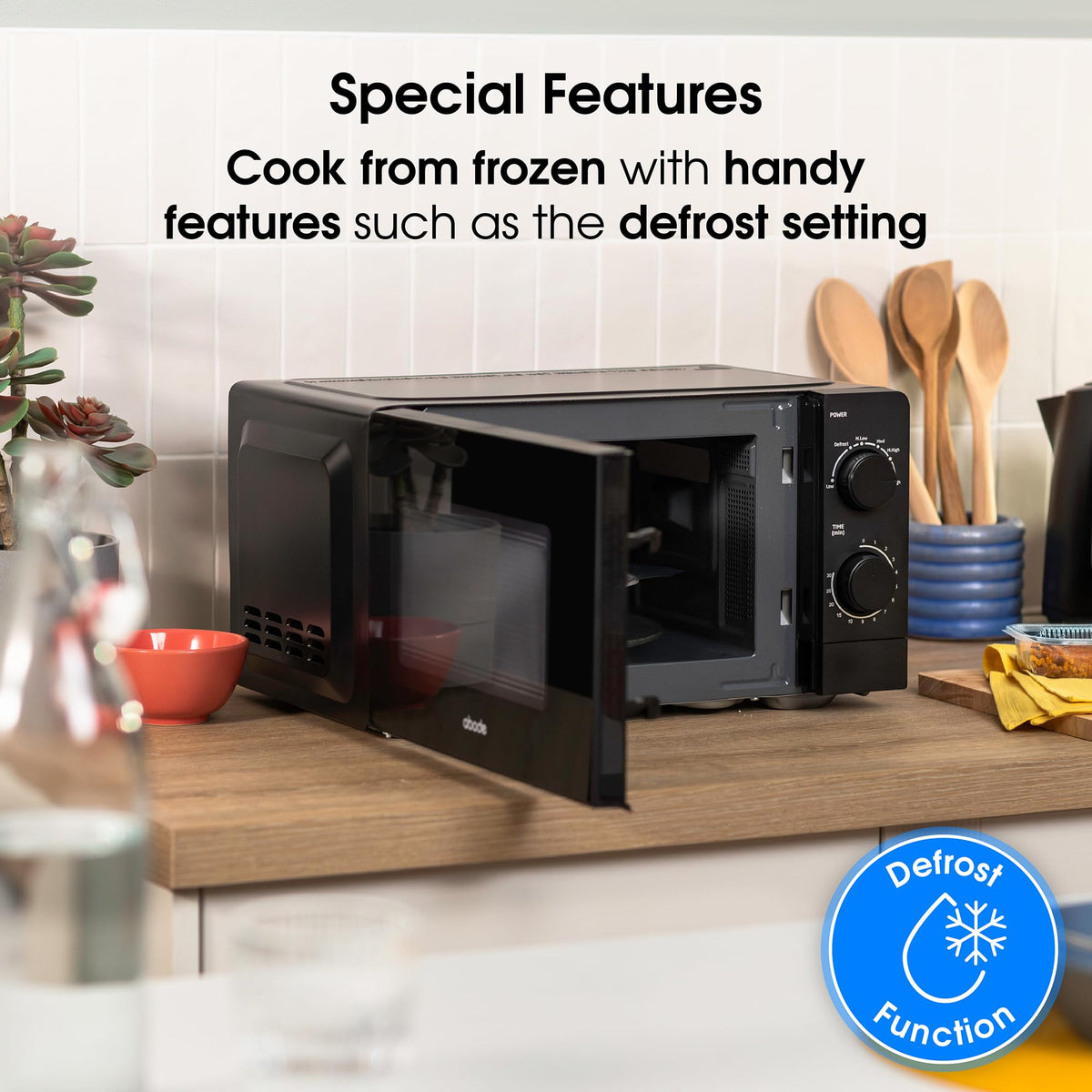 Abode Touch Control Microwave 20 Litre Black Digital 700W with Clock & Timer, 5 Auto Cook Settings & Defrost, 10 Power Levels AMT2012B (Touch Control, Silver)