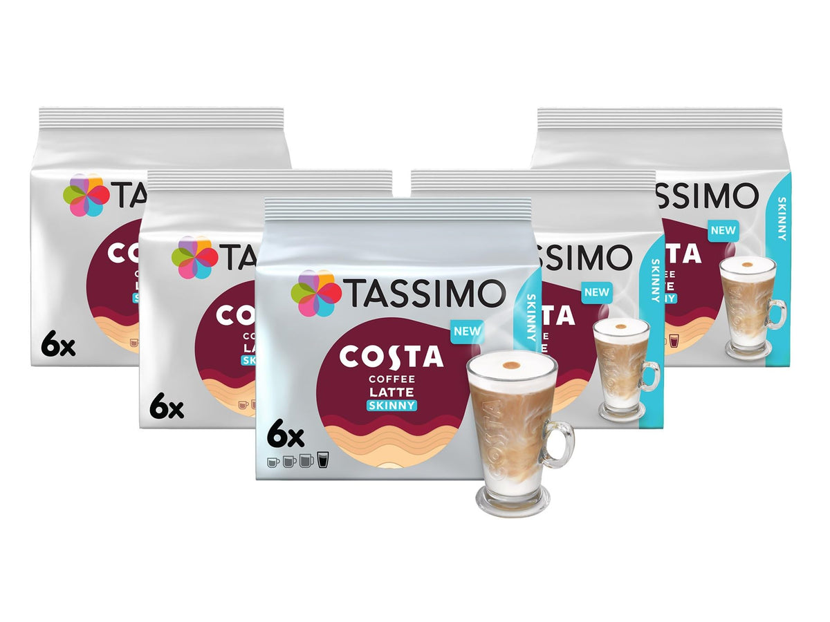 Tassimo Costa Latte Medium Roast Coffee Pods, Pack of 5, Total 40 Cups