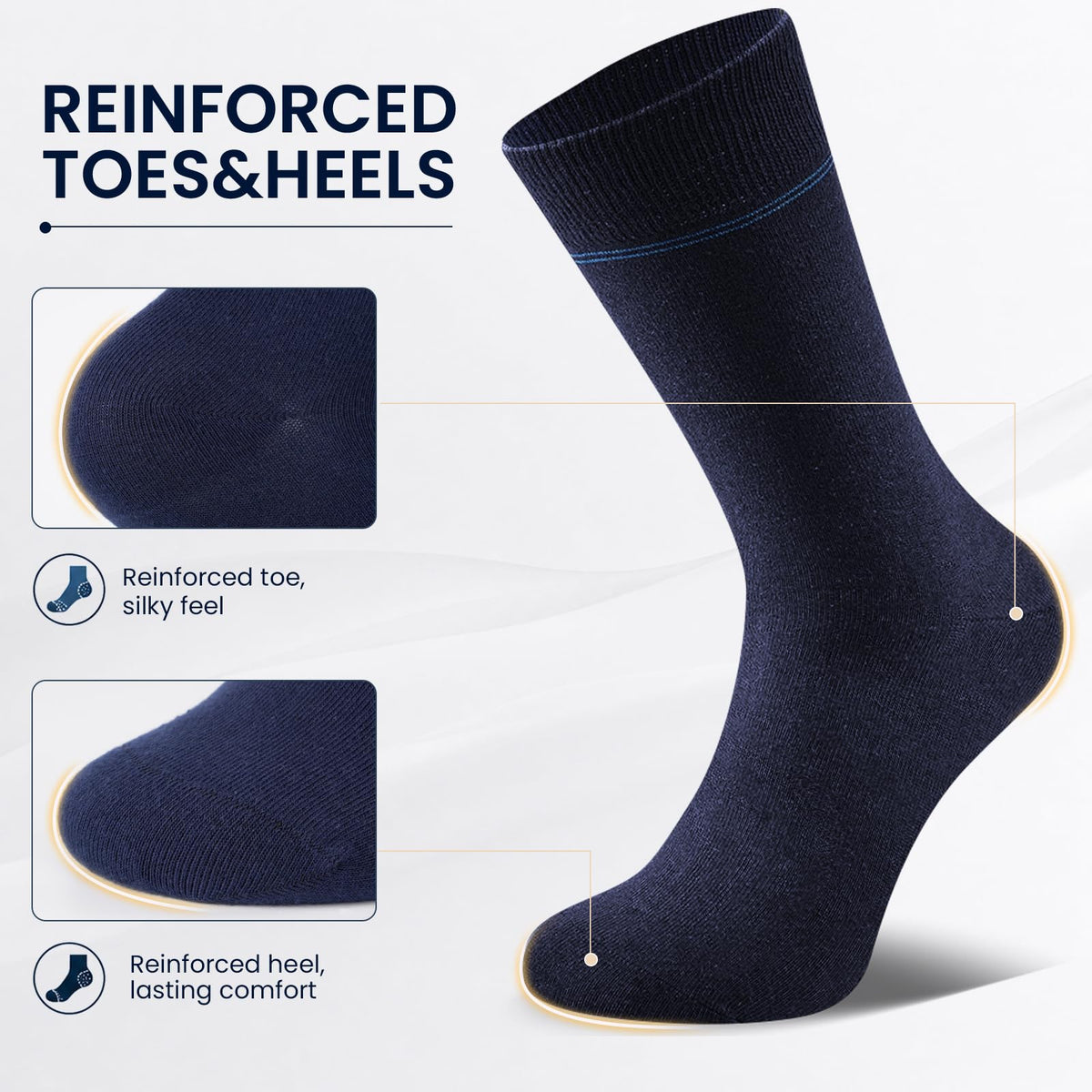 Mens Socks, 6/12 Pairs Cotton Business Socks for Men