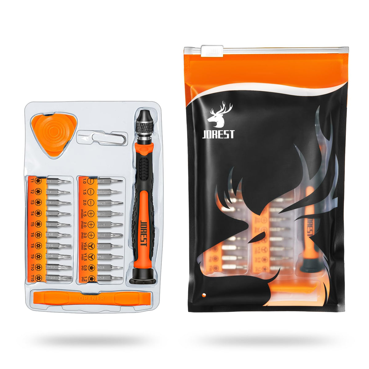 JOREST Precision Screwdriver Set, Small Screwdriver with Torx T5 T6 T8 T9, Triwing Y00, Star P5, Mini Repair Tool Kit for Laptop, Switch, PS5,Xbox, MacBook, iPhone, Ring Doorbell, Watch, Glasses