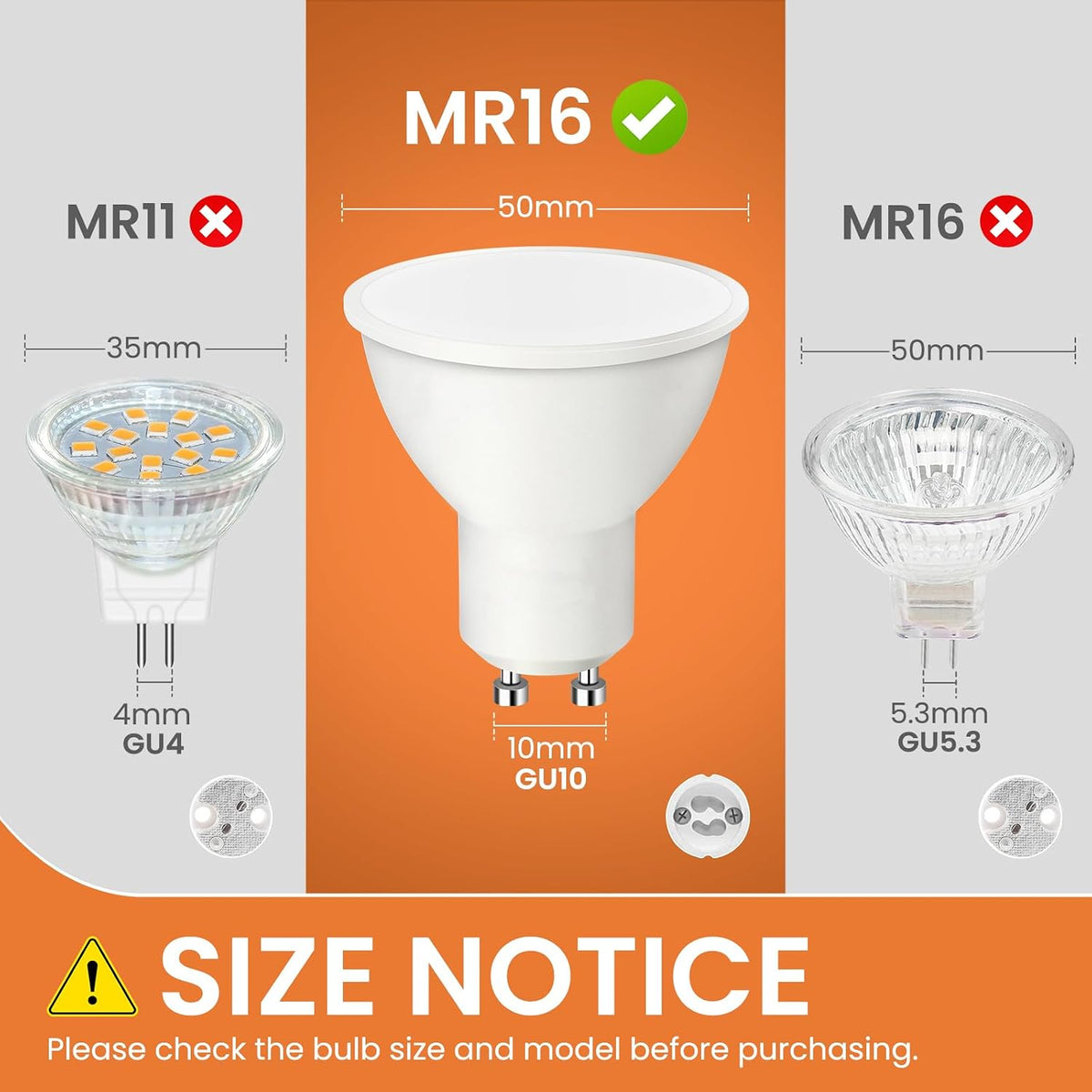 ALUSSO 5W GU10 LED Bulbs Warm White 3000K, 400LM Brightness Pack of 4