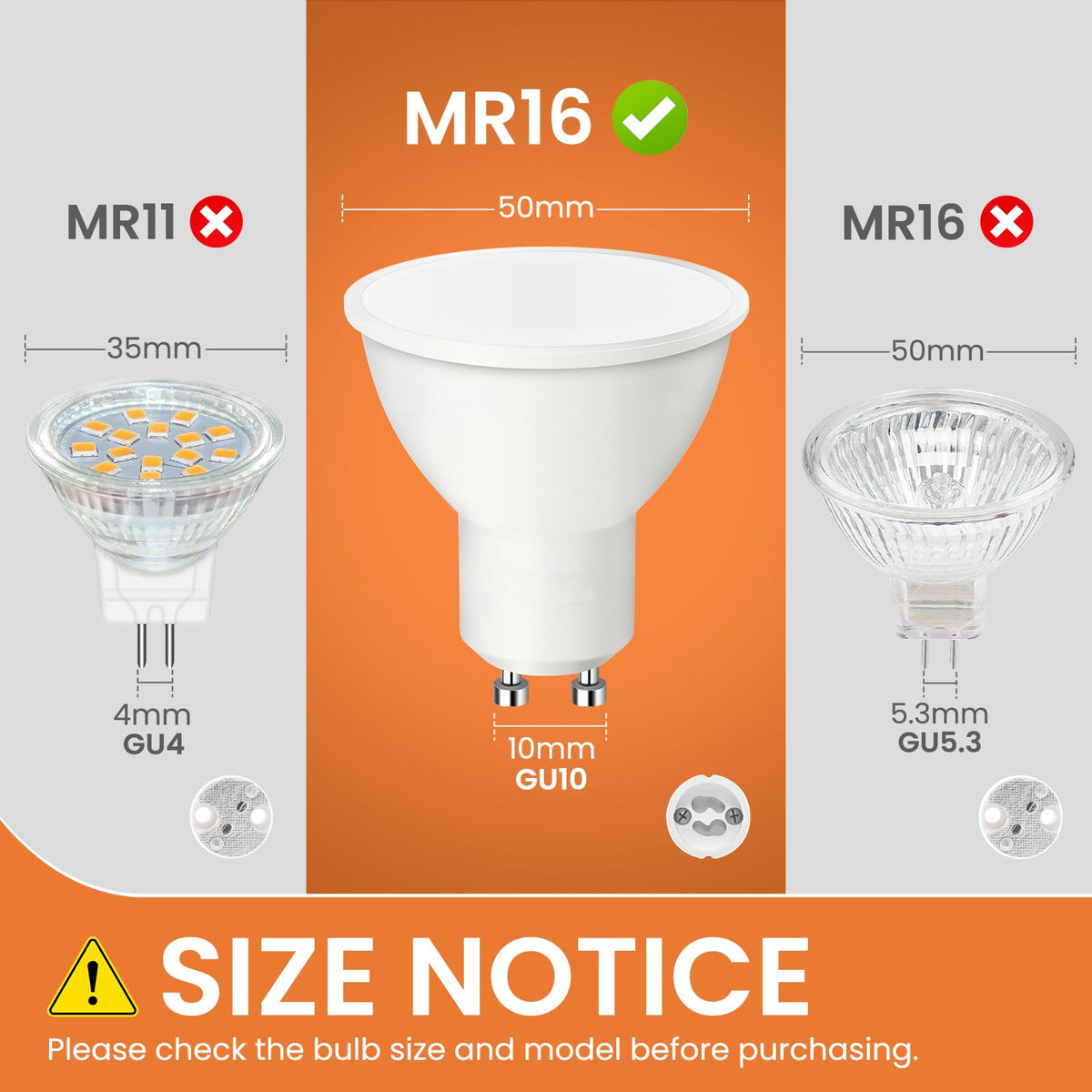ALUSSO 5W GU10 LED Bulbs Warm White 3000K, 400LM Brightness Pack of 4