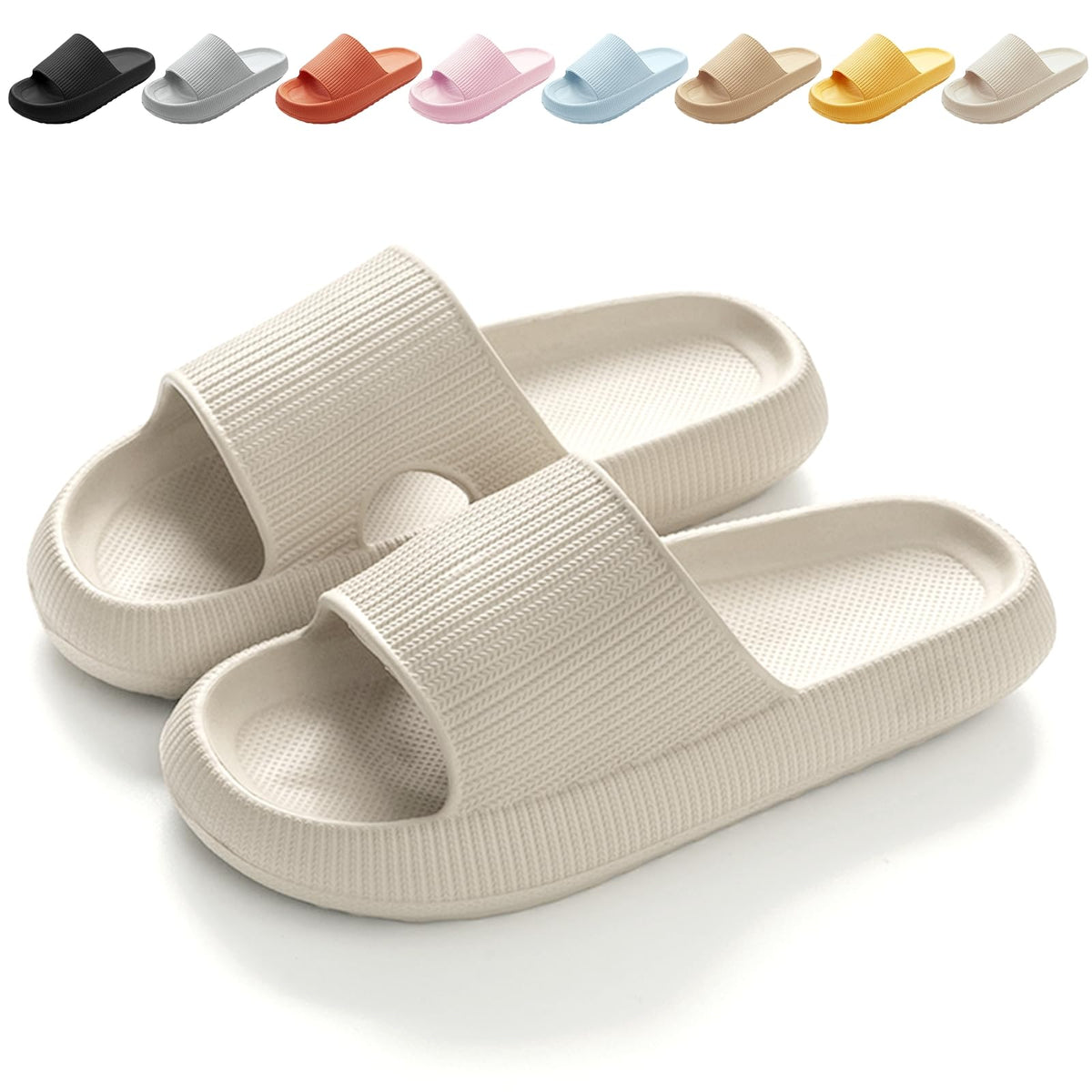 BHFRGAS Sliders Cloud Slippers Women Men，Non-Slip Mens Womens Slippers Cloud Sliders，Soft Flip Flops with Thick Sole for Shower Bathroom Pool Beach