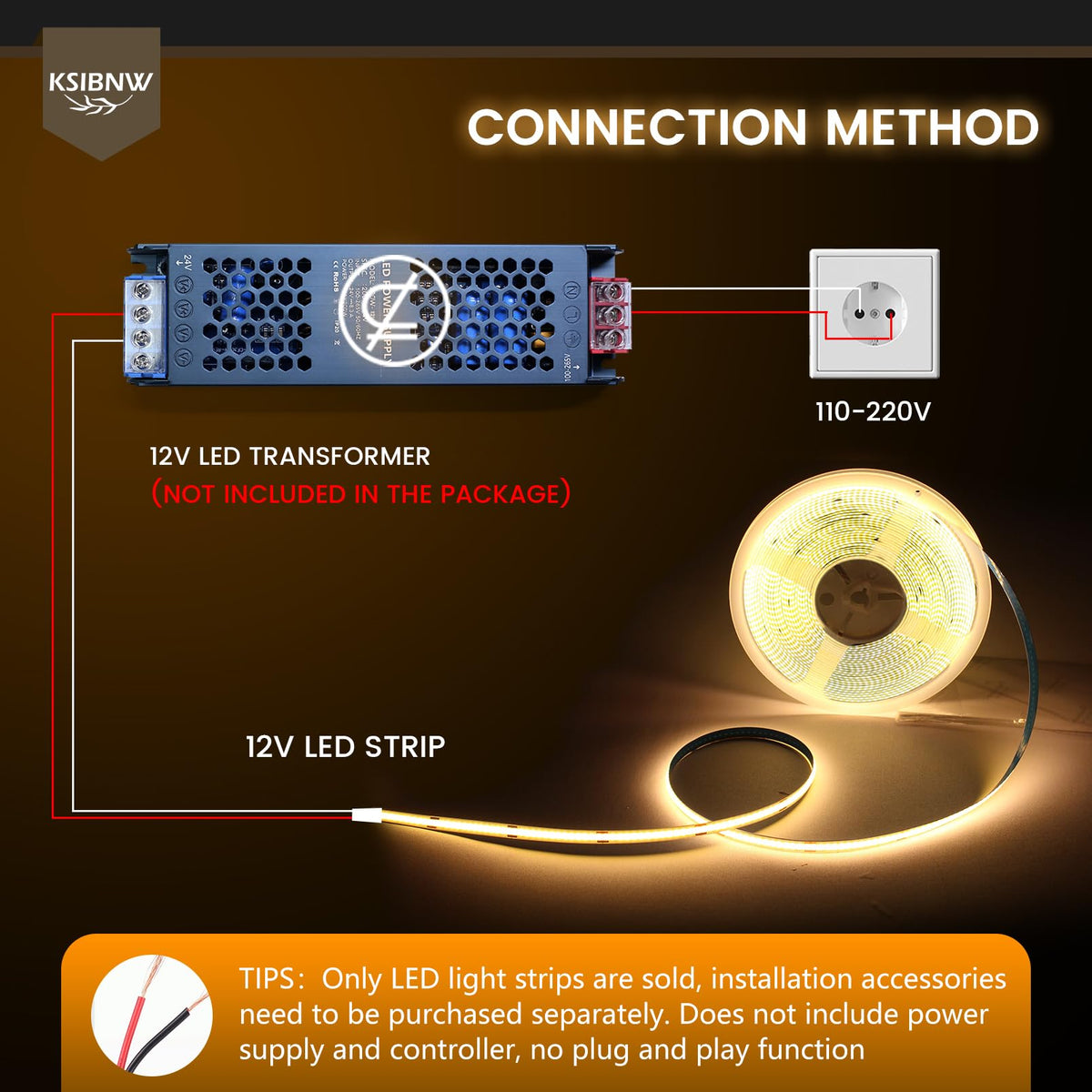 KSIBNW LED Strip Light COB 24V, 5M Cool White 6000K Led Strip Lights 5mm Width LED Tape Lights Flexible CRI90+ Uniform Dotless for Bedroom Cabinet Kitchen Decoration (No Power Supply)