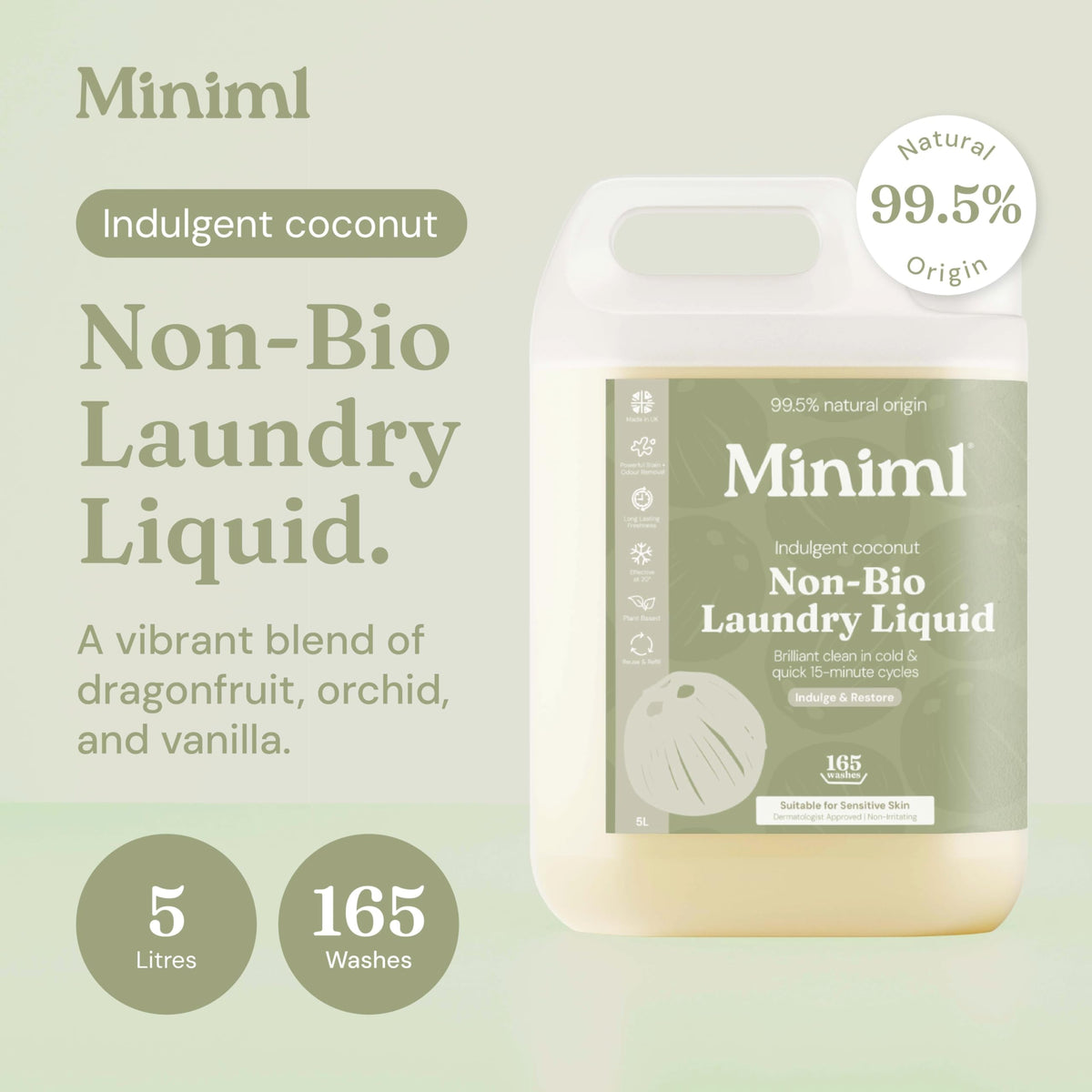 Miniml Eco Laundry Liquid Washing Detergent 5L Refill – Fresh Linen