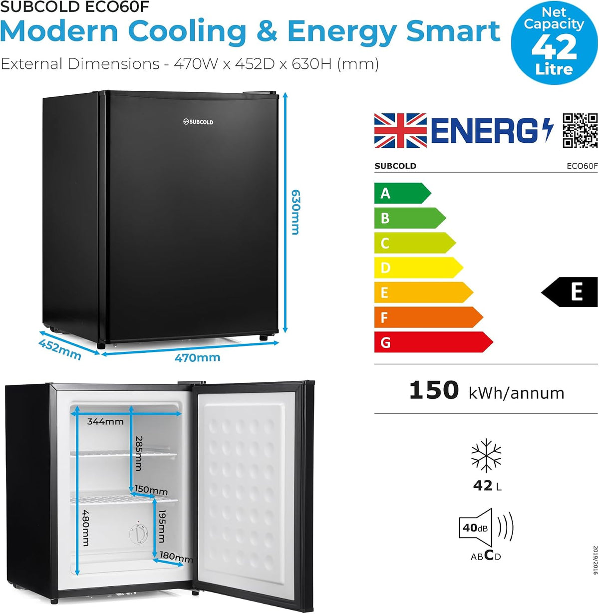 Subcold Eco60F Mini Freezer | 4-Star Tabletop | Adjustable Thermostat