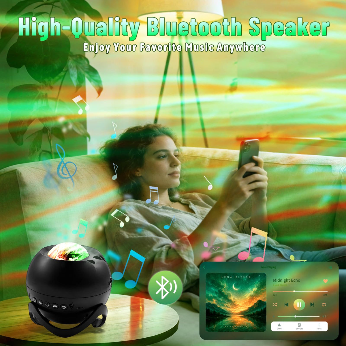 CAIYUE Star Projector Galaxy Projector, Exquisite Nebula Night Light Projector, Ocean Wave Galaxy Light with Remote Control,with Adjustable Speed and Brightness, Adults, Bedroom,Party