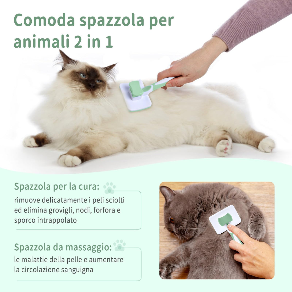 Vinabo Cat Dog Comb Brush, Cat Brush Grooming Comb, Self Cleaning Slicker Brushes, Pet Grooming Tool with Cleaning Button for Dog Shedding Tools